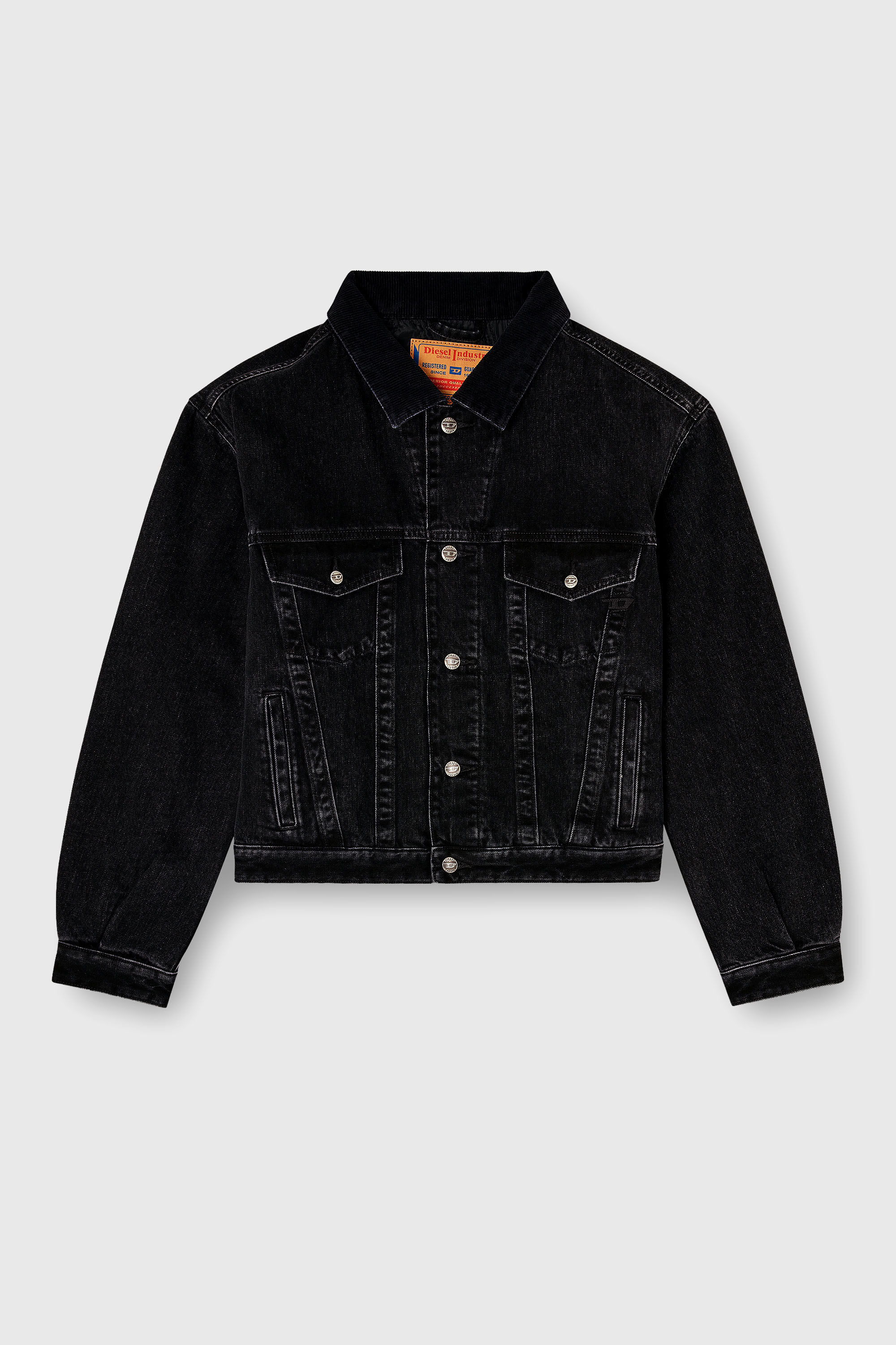 Diesel - D-RANGER-T, Unisex's Padded trucker jacket in denim in Black - 2