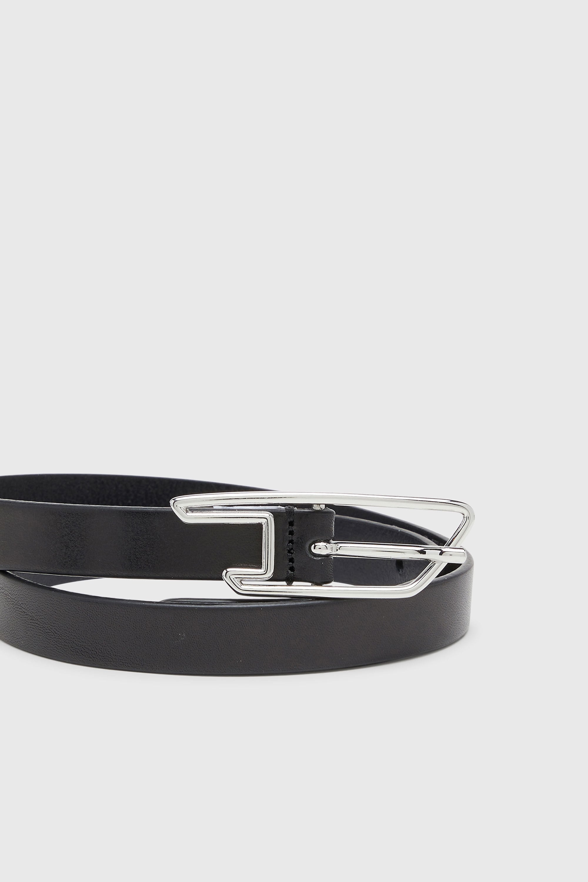Diesel - B-D LINE W 20, Woman's 2cm belt in pull-up leather with D buckle in Black - 3