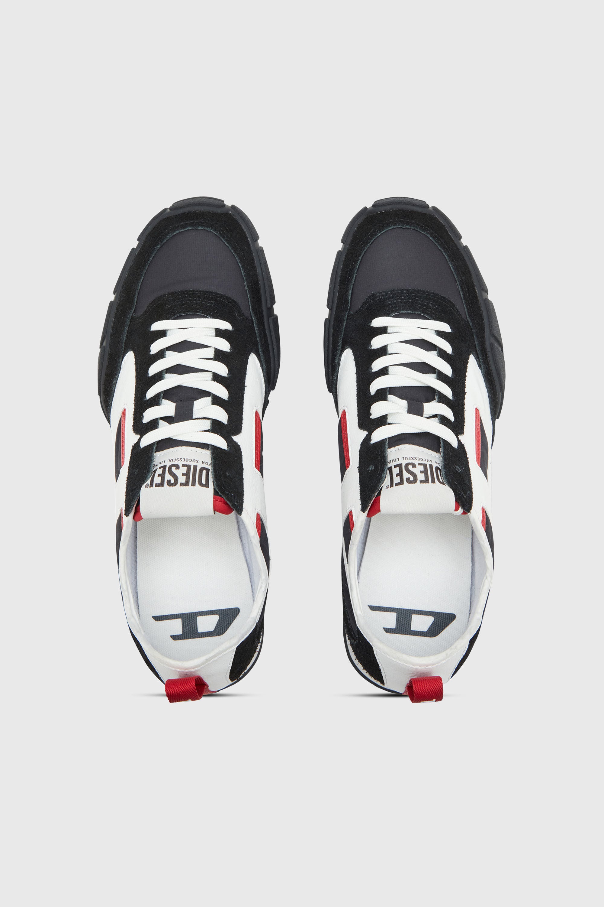 Diesel - S-PAGODHA LOW, Man's S-Pagodha-Sneakers in leather, suede and ripstop in Black/Red - 4