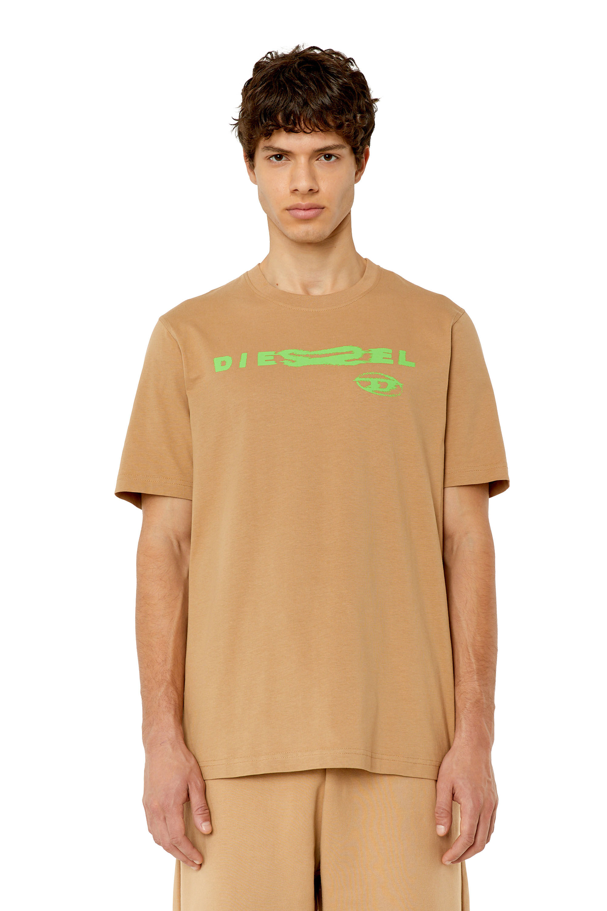 Diesel - T-JUST-G9, Man's T-shirt with distorted logo print in Beige - 3