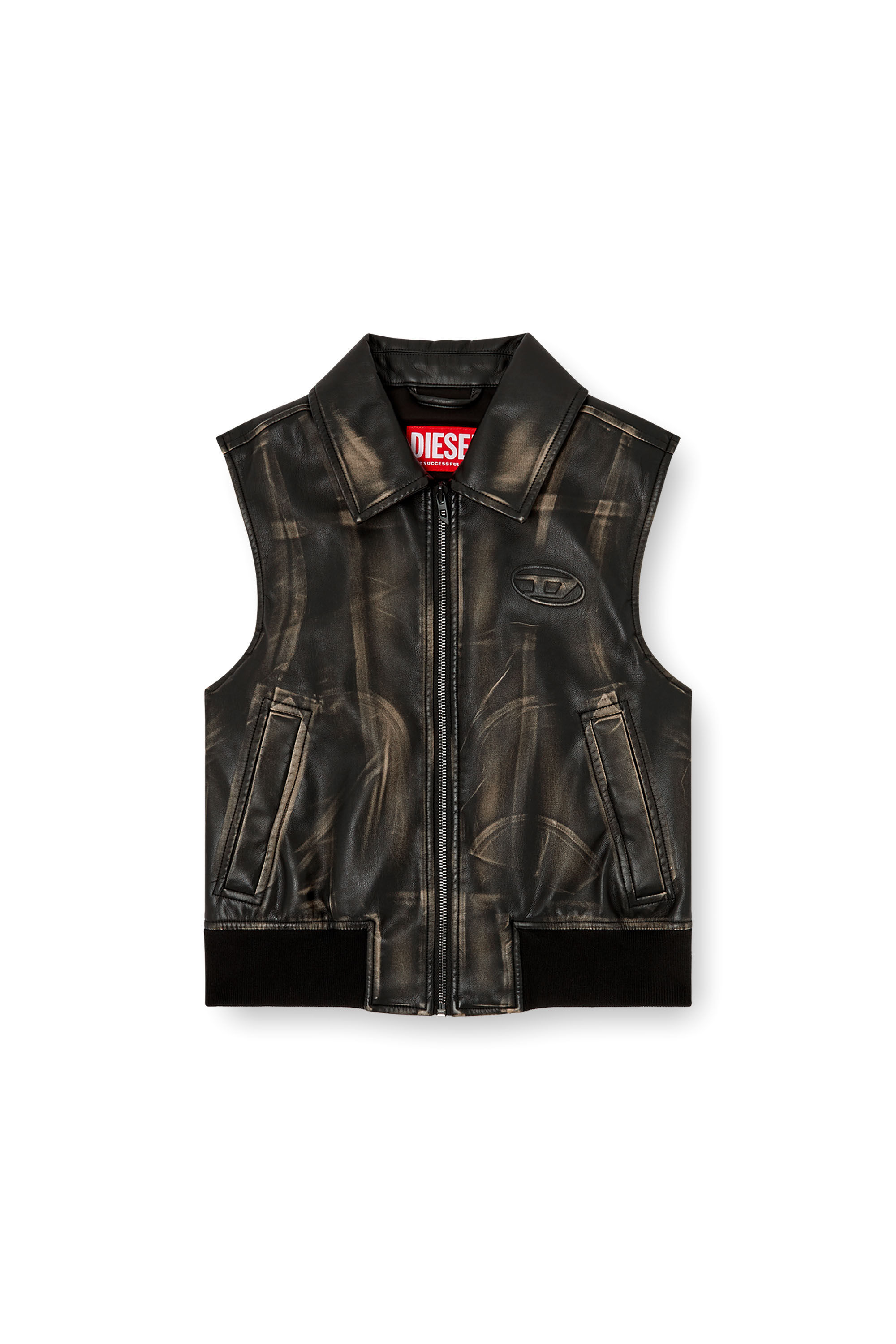 Diesel - G-INKO, Woman's Bomber vest with distressed effect in Brown - 2