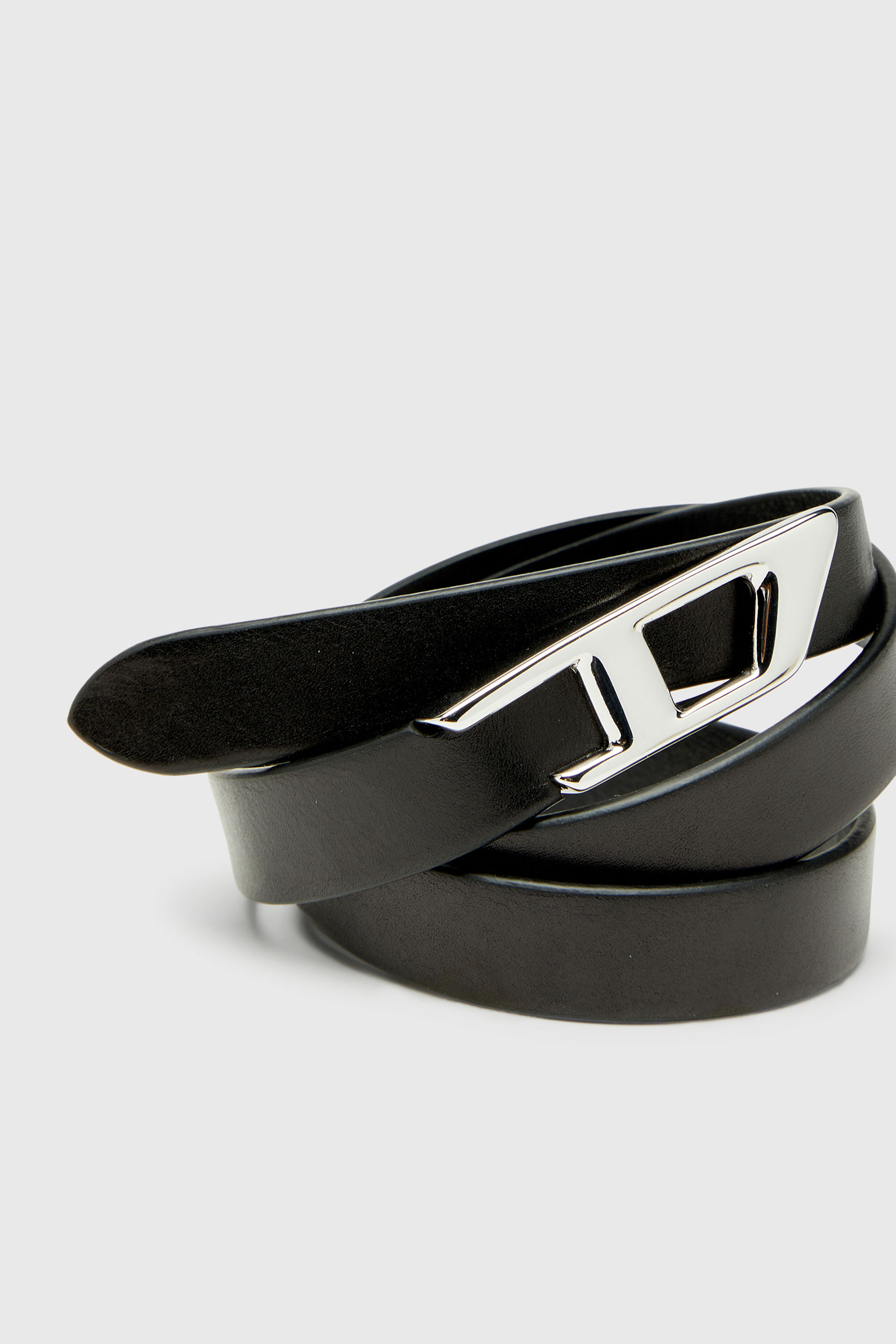 Diesel - B-D LOGO 2.0 20, Woman's 2 cm leather belt with metal D buckle in Black - 3