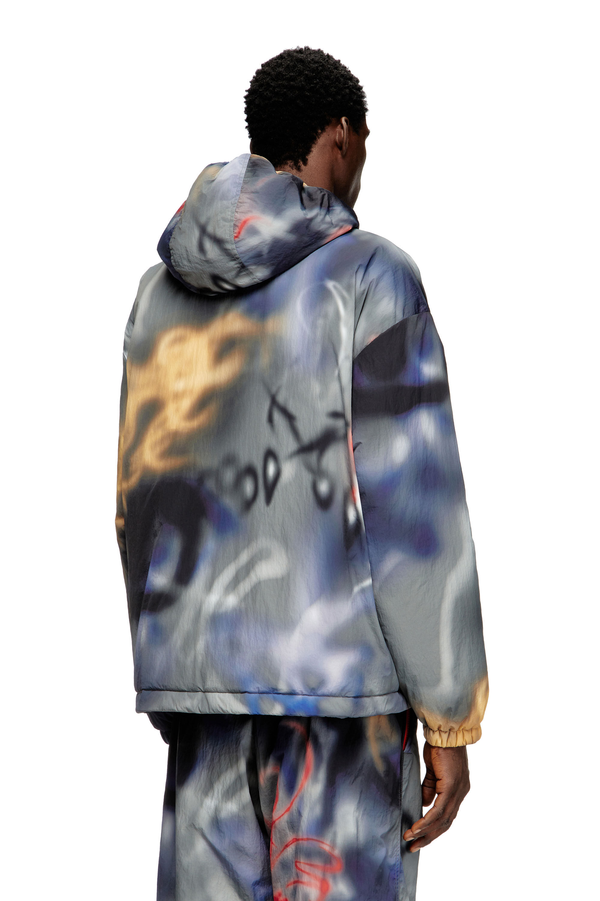 Men's Padded windbreaker with graffiti print | Multicolor | Diesel