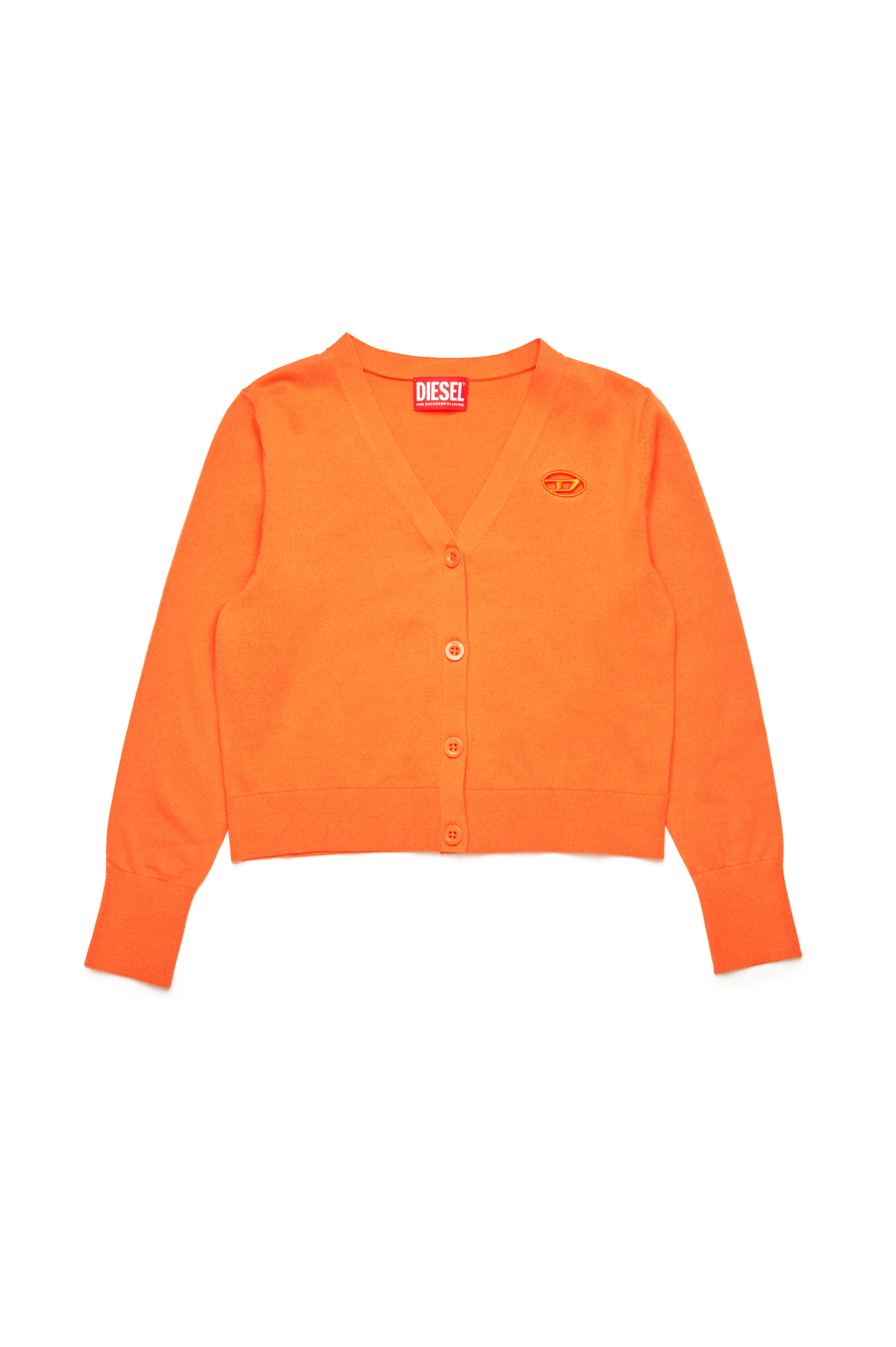 Diesel - KMARTE, Woman's Cardigan with cut-out Oval D logo in Orange - 1