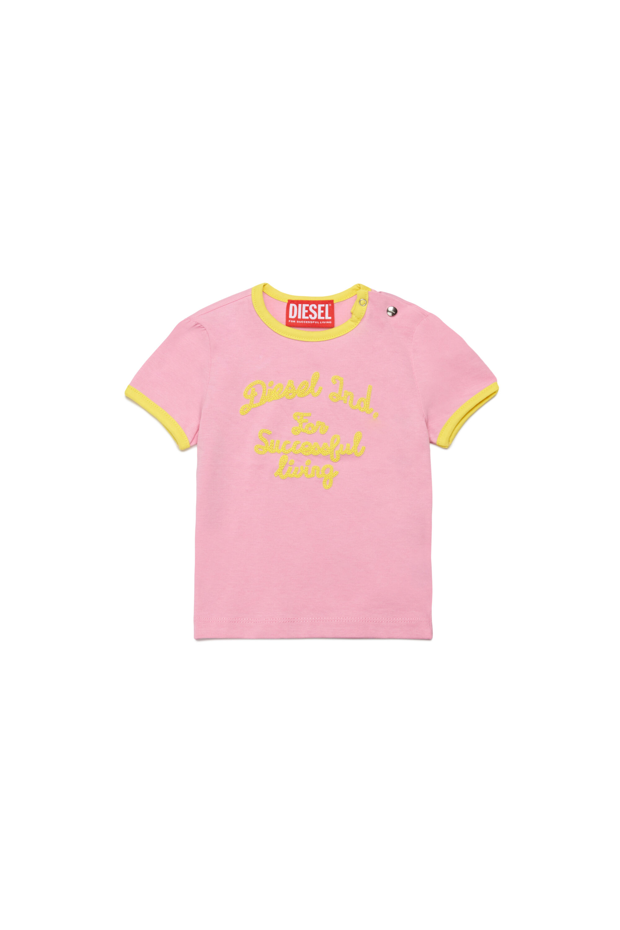 Diesel - TELAB, Woman's Ring T-shirt with embroidery in Pink - 1