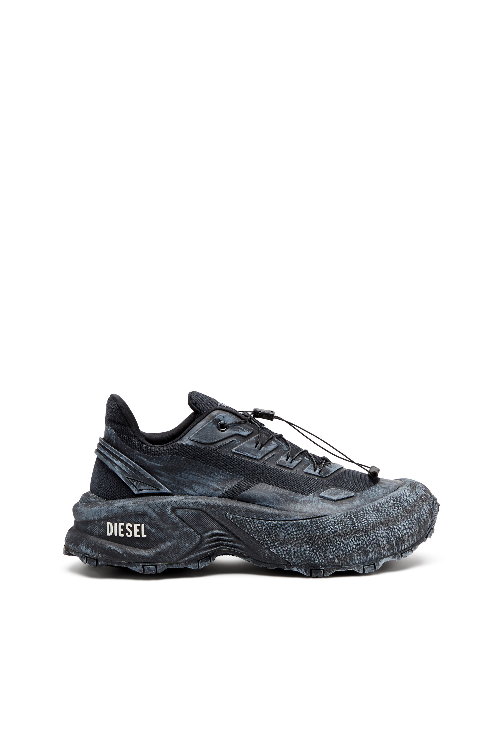 Men's D-Cage-Distressed chunky sneakers in ripstop | Black | Diesel RO