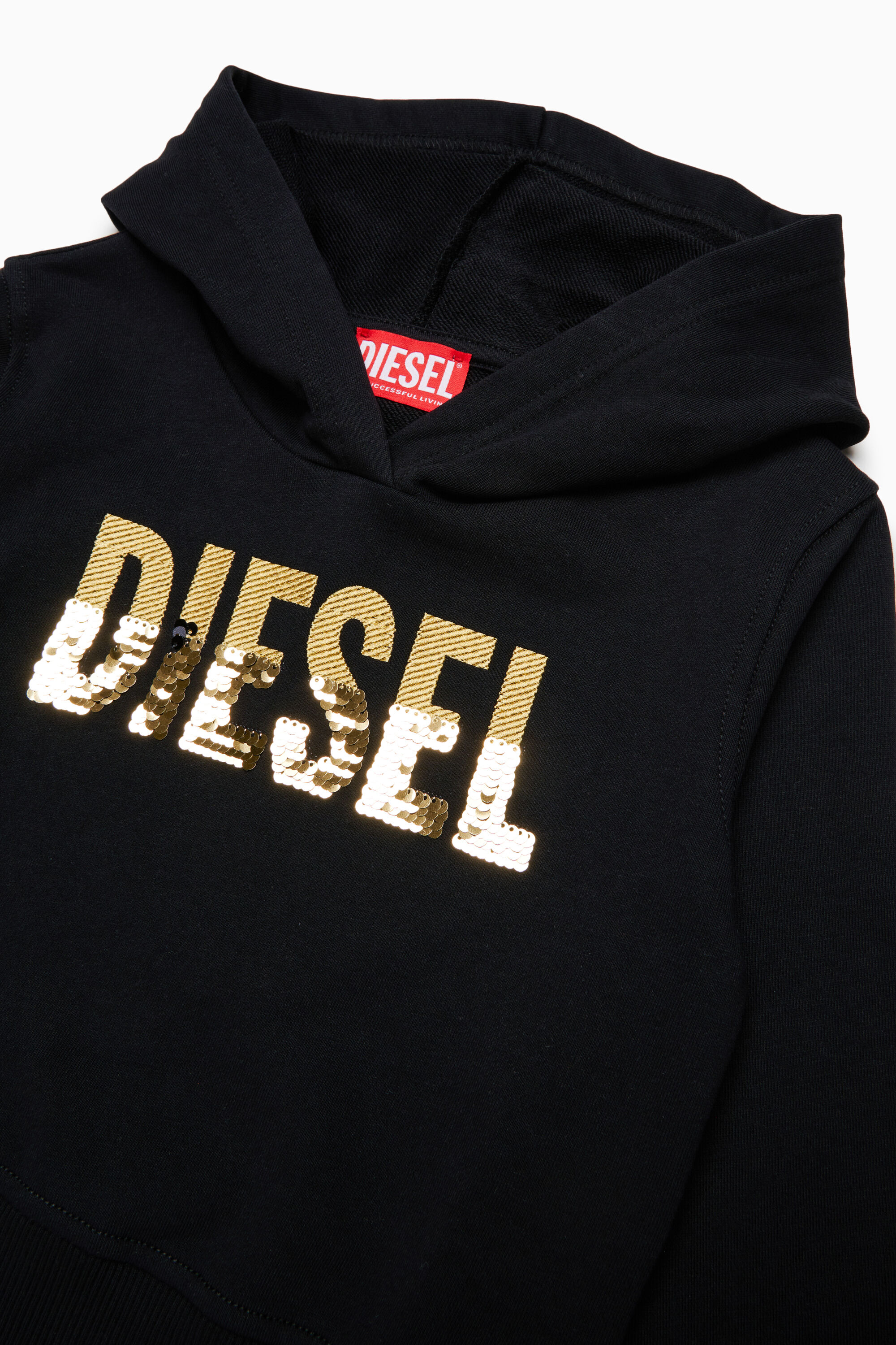 Diesel - SPALLYHOOD, Woman's Hoodie with sequin logo in Black - 3