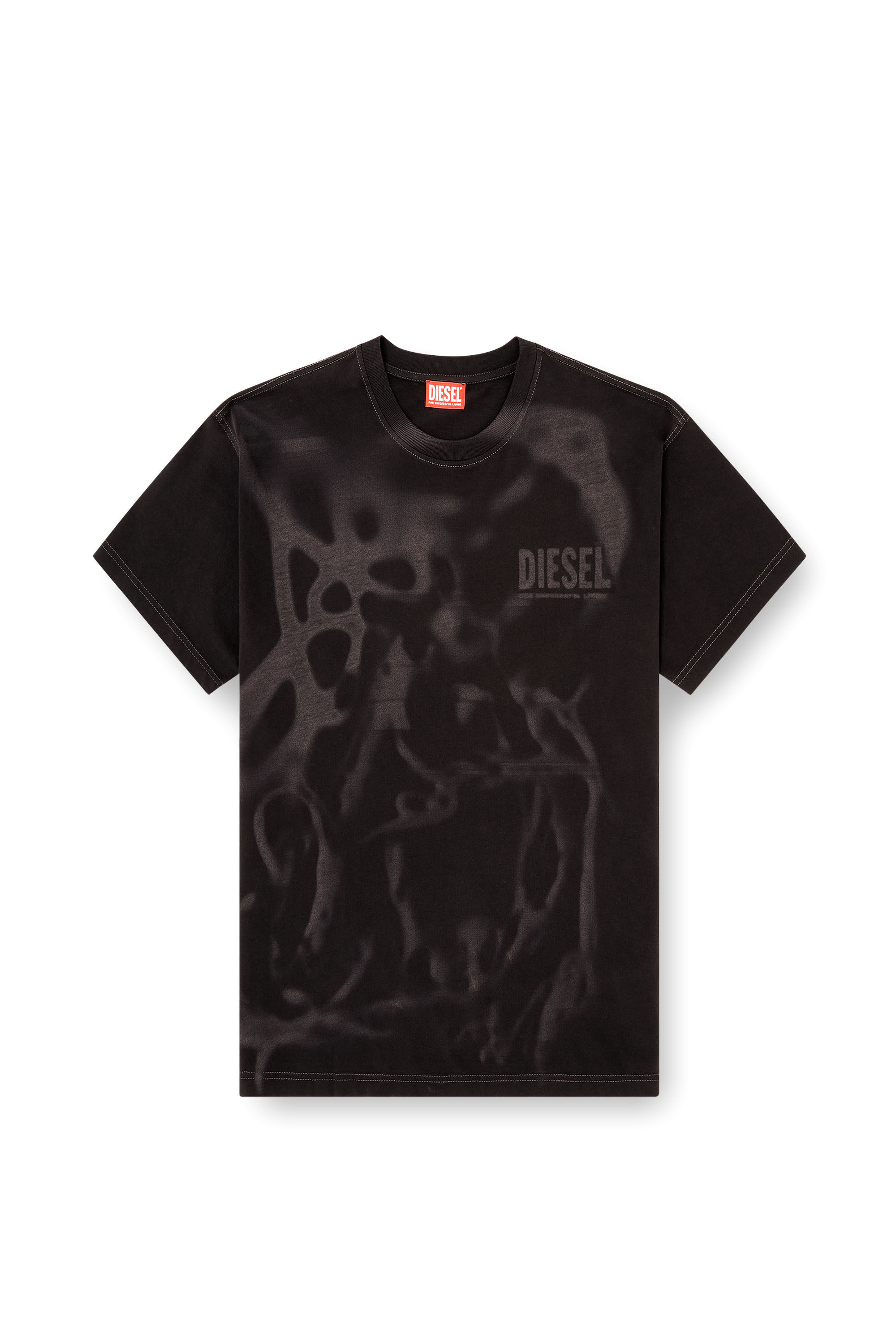 Men's Cotton T-shirt with laser print | Black | Diesel RO