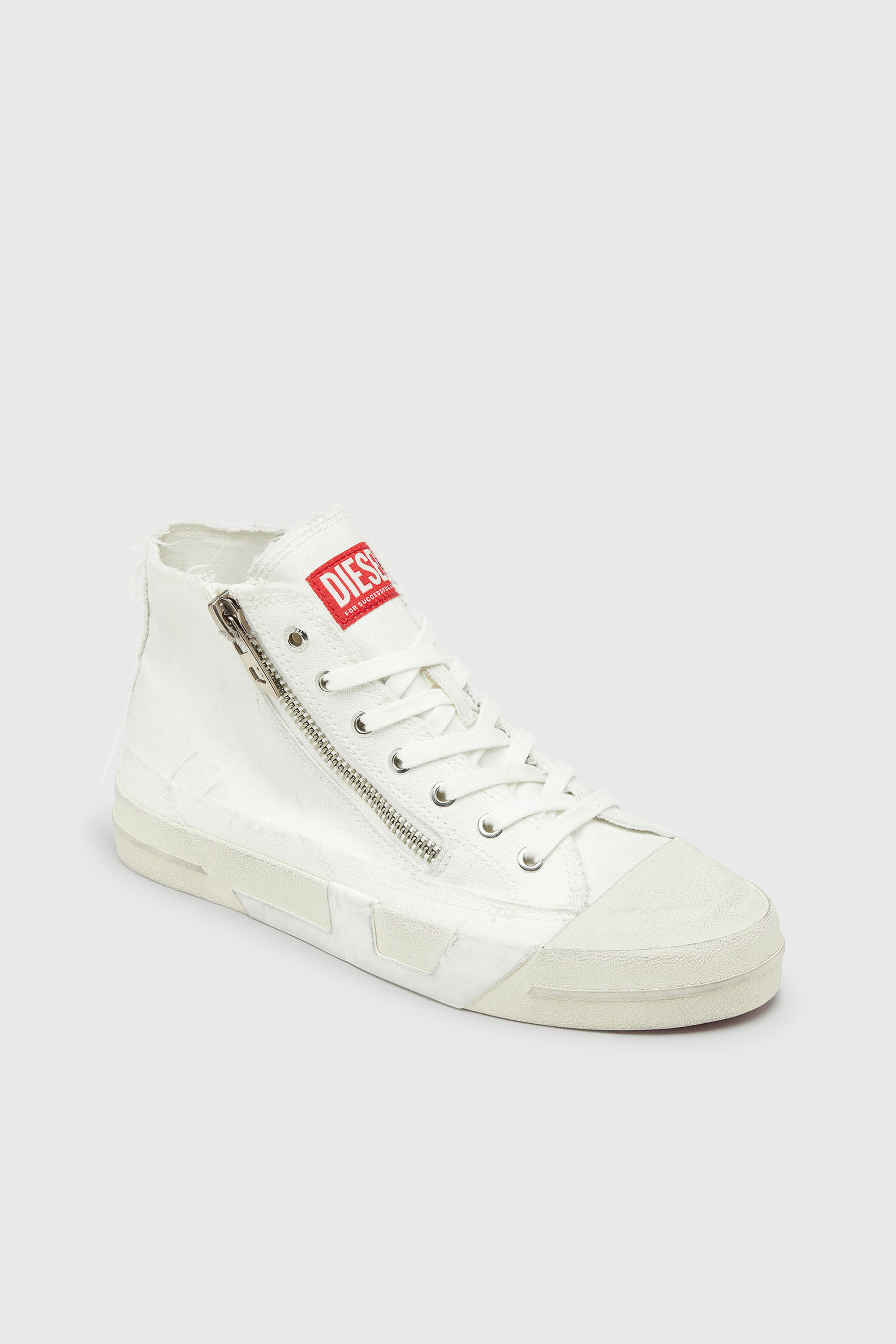 Diesel - S-D-VERSE ZIP MID II, Man's S-D-Verse -  Sneakers in frayed canvas with D logo in White - 6