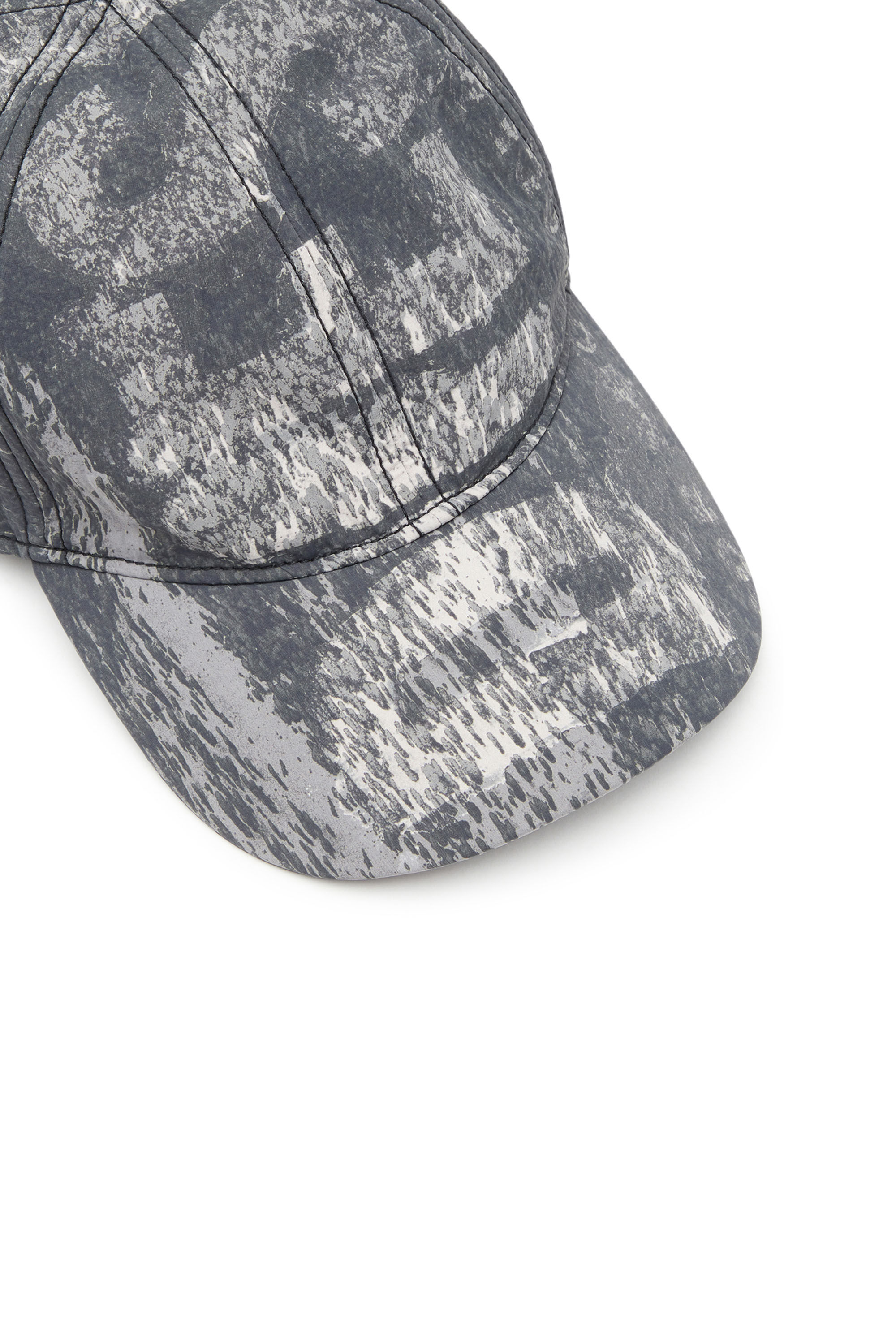 Diesel - C-REMEY, Man's Wrinkled nylon cap with rain-camo print in Black/Grey - 3