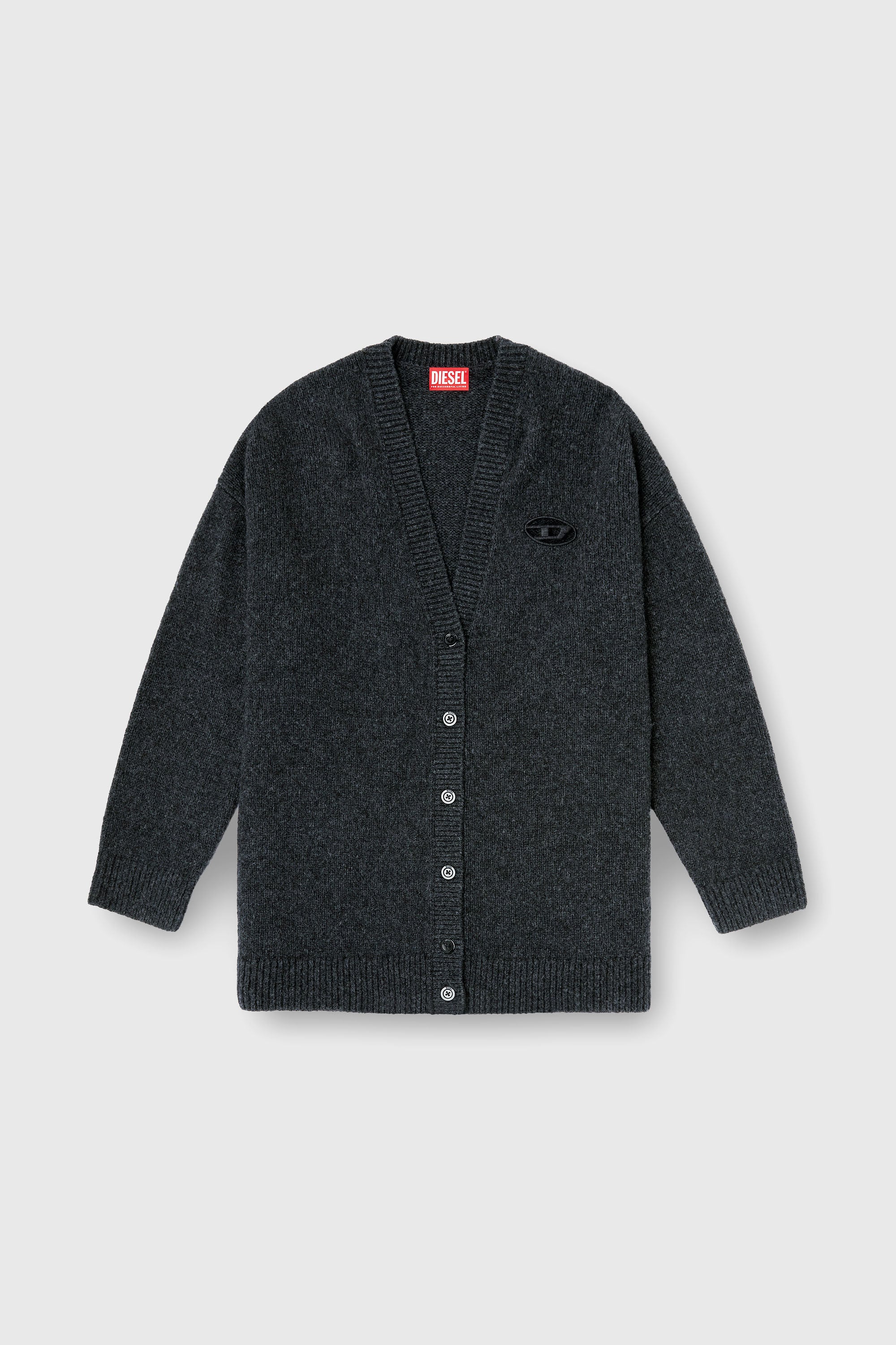 Diesel - M-AREELA, Woman's Cardigan in wool and alpaca blend in Black/Grey - 2
