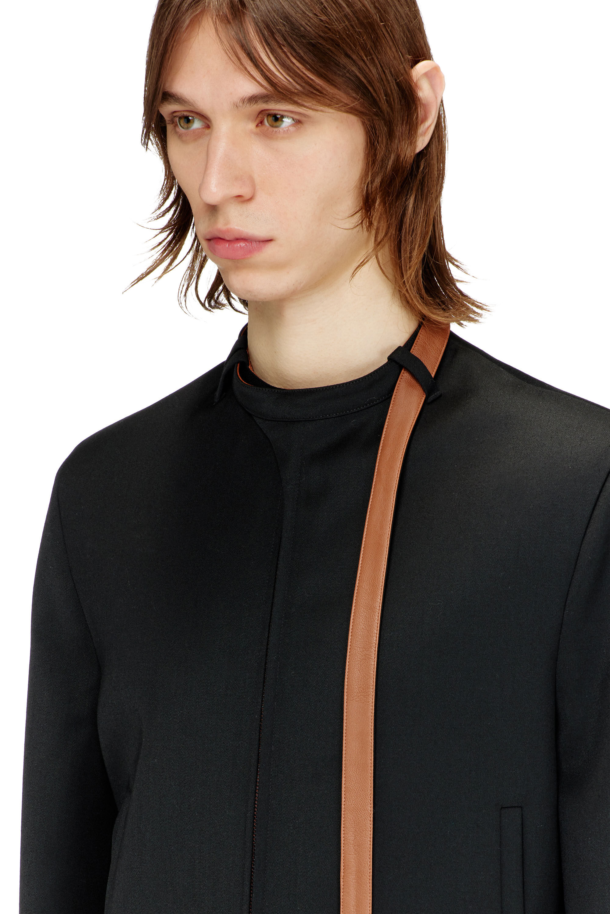 Diesel - J-NURIEL-A, Man's Tailored jacket with biker neck strap in null - 5