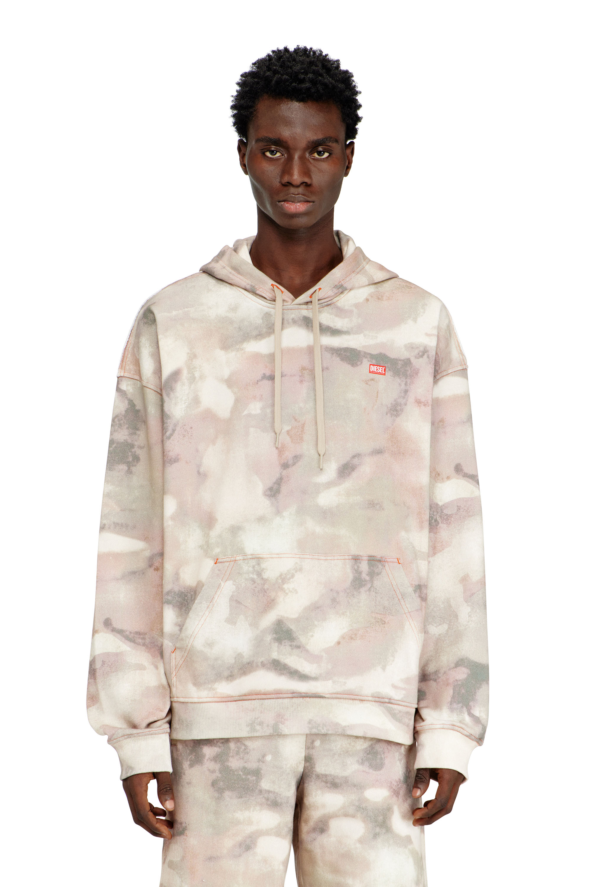 Diesel - S-BOXT-HOOD-V1, Man's Hoodie in camouflage-print organic cotton in Beige - 1