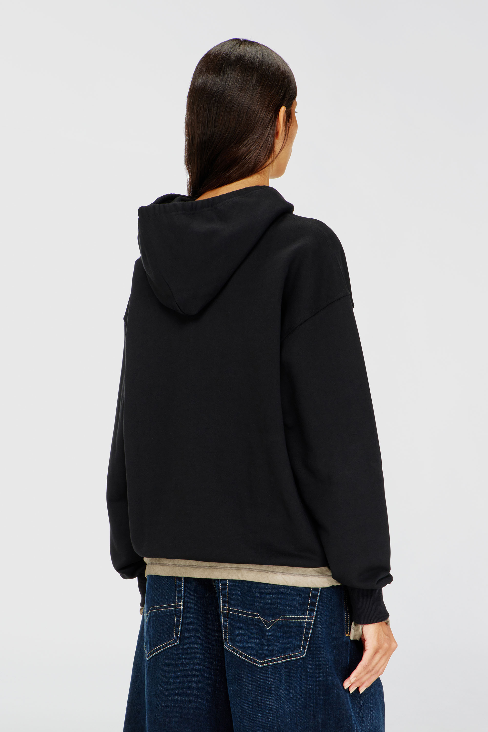 Diesel - F-BUXT-HOOD-OD, Woman's Hoodie with metal-effect Oval D logo in Black - 4
