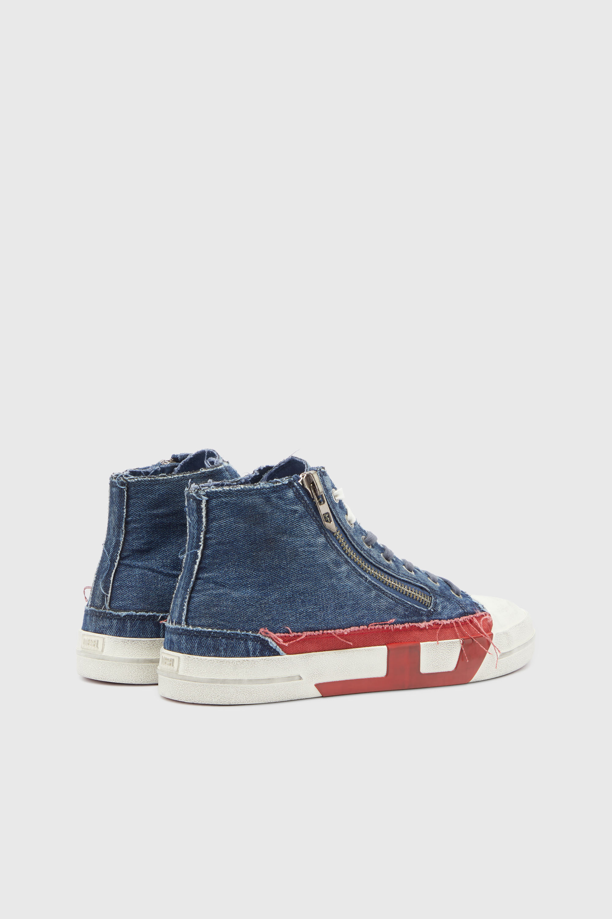 Diesel - S-D-VERSE ZIP MID II, Man's S-D-Verse -  Denim sneakers with D logo in Medium blue - 3
