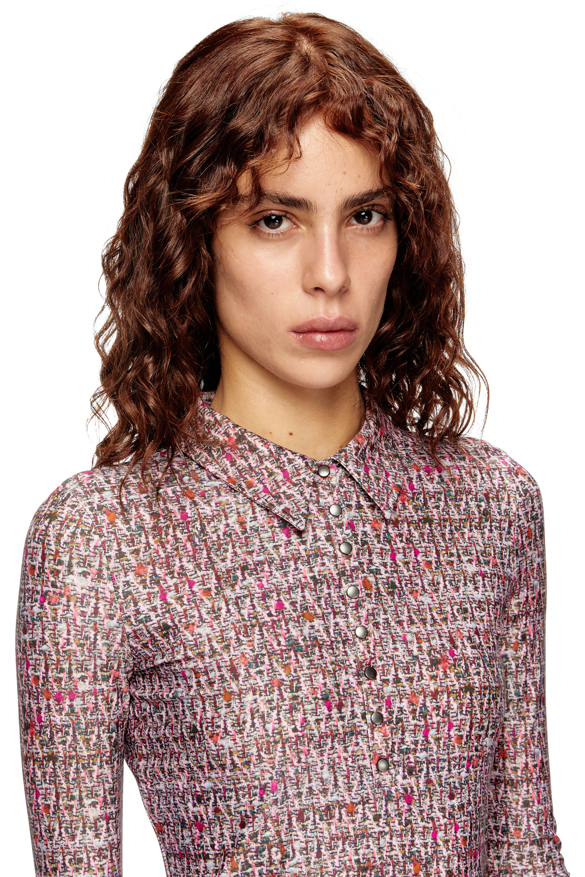 Diesel - D-POLYNA, Woman's Lycra dress with bouclé print in Pink - 5