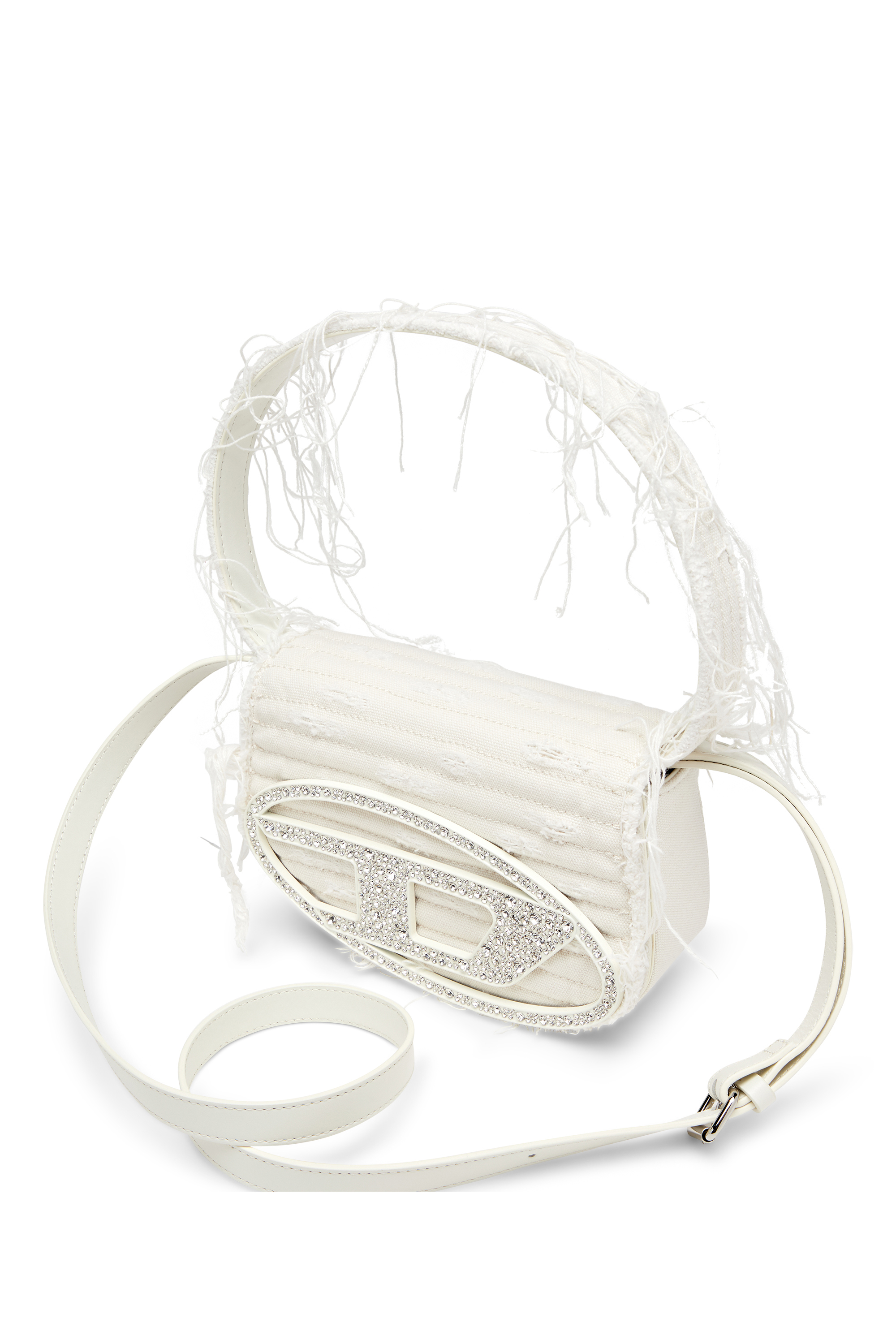 Diesel - 1DR, Woman's Iconic shoulder bag in canvas and leather in White - 5