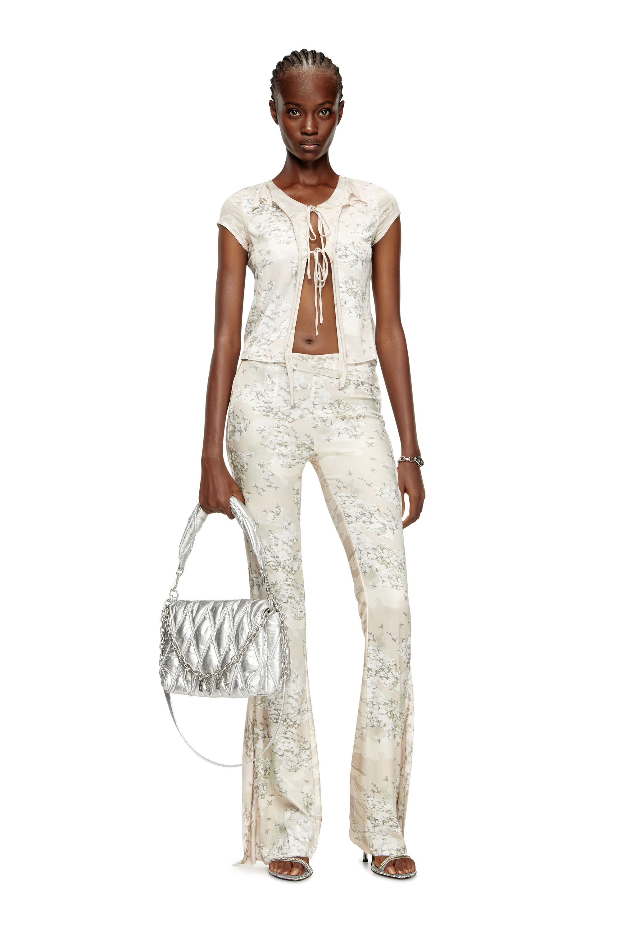 Diesel - T-AFRYMY, Woman's Tie top with mixed camo prints in Beige - 1