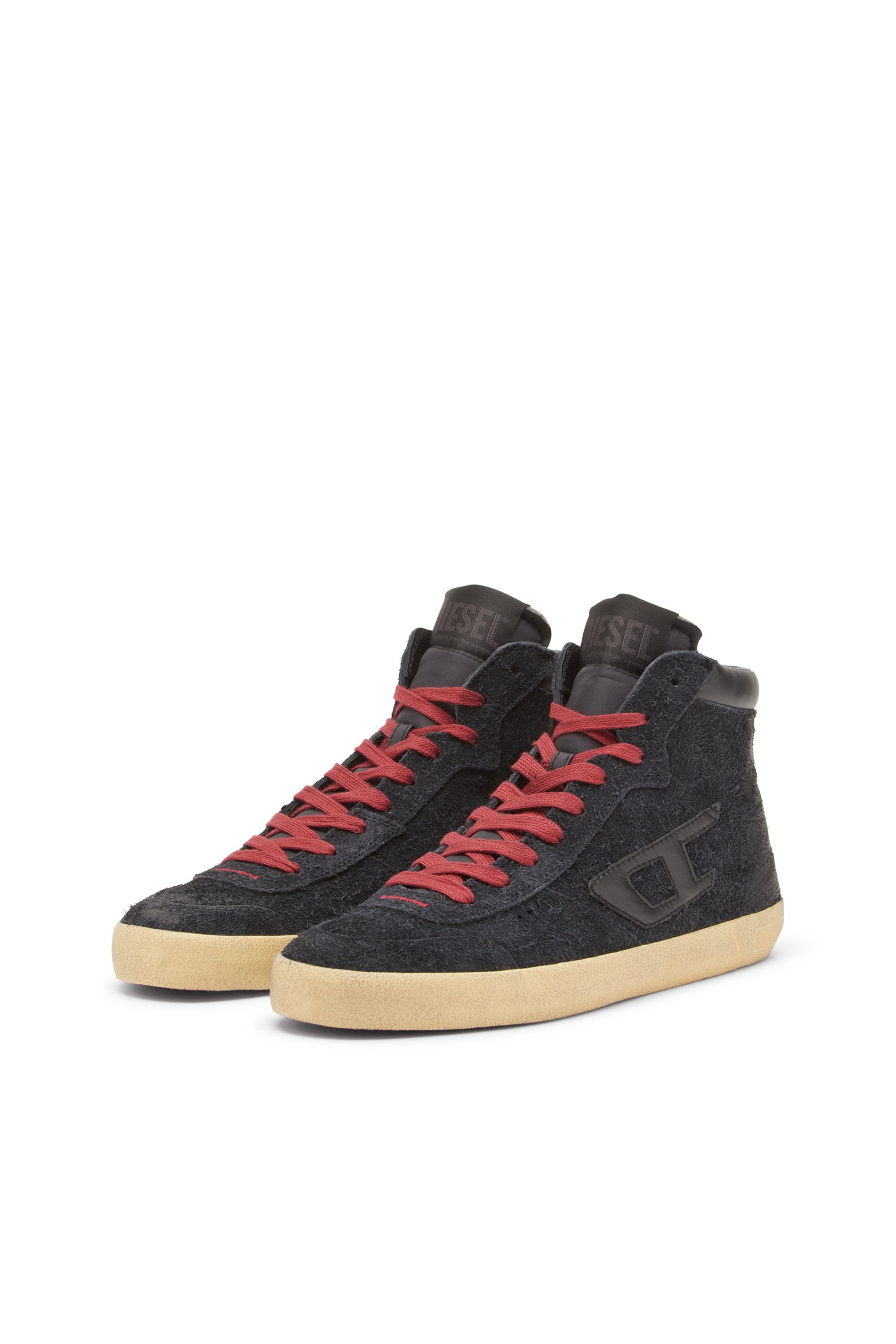 Diesel - S-LEROJI MID, Man's S-Leroji-High-top sneakers in hairy suede in Black - 9