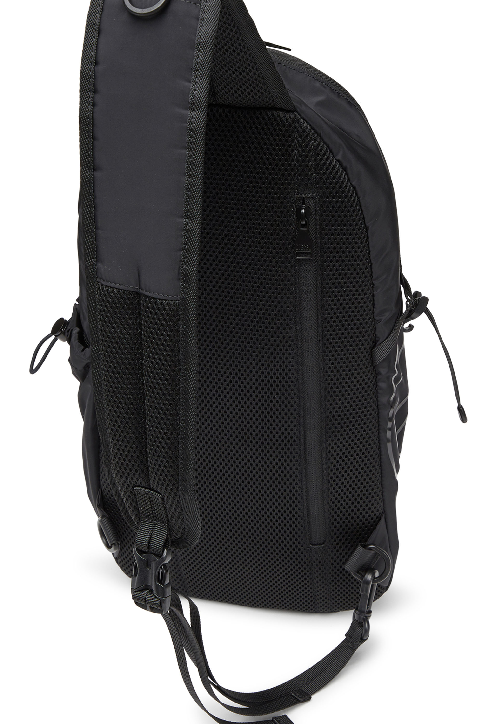 Diesel - DRAPE SLING BAG, Man's Drape-Nylon sling backpack with tonal logo in Black - 6