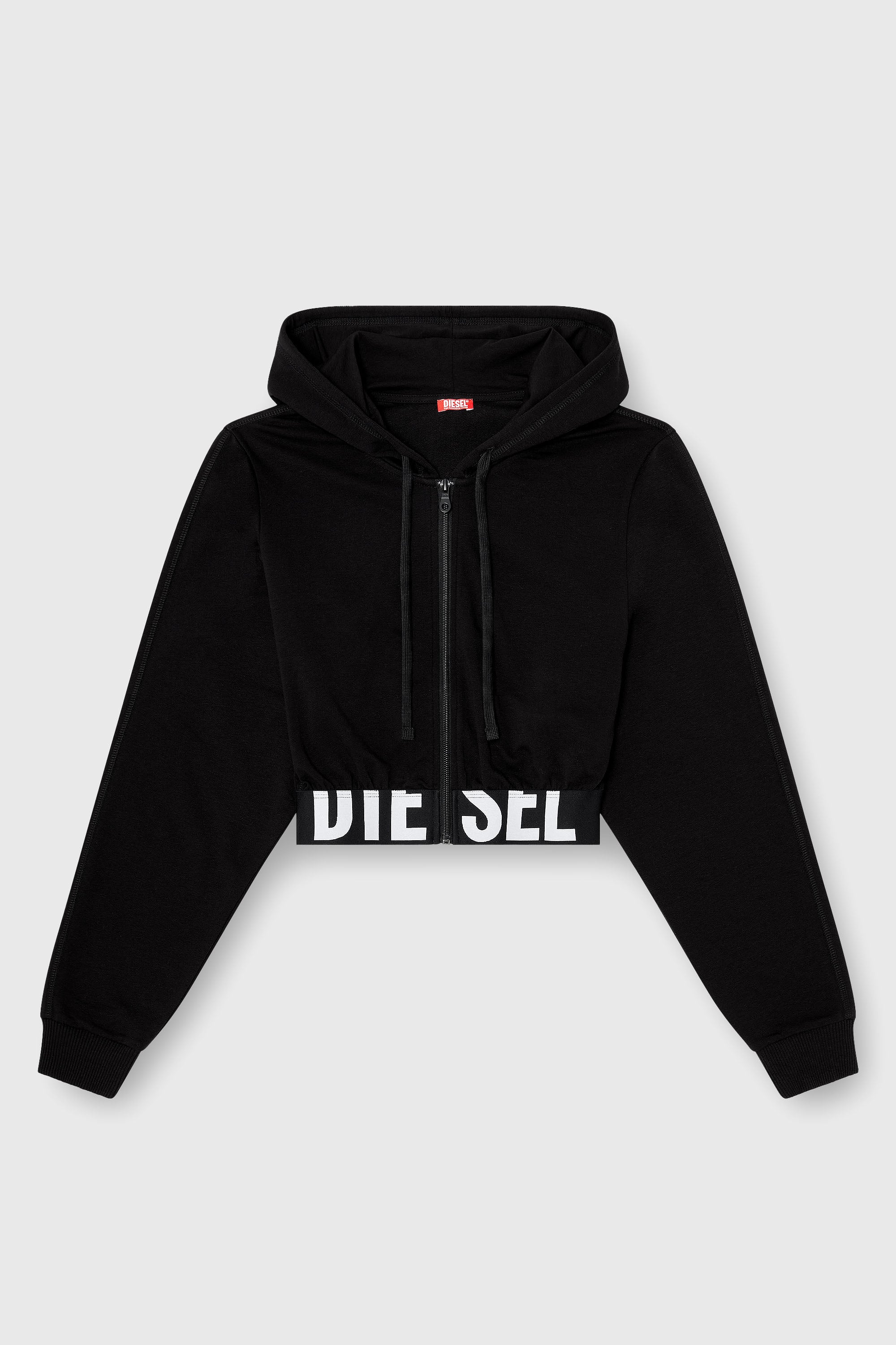 Diesel - NIKA-D-POP, Woman's Cropped hoodie with logo band in Black - 2