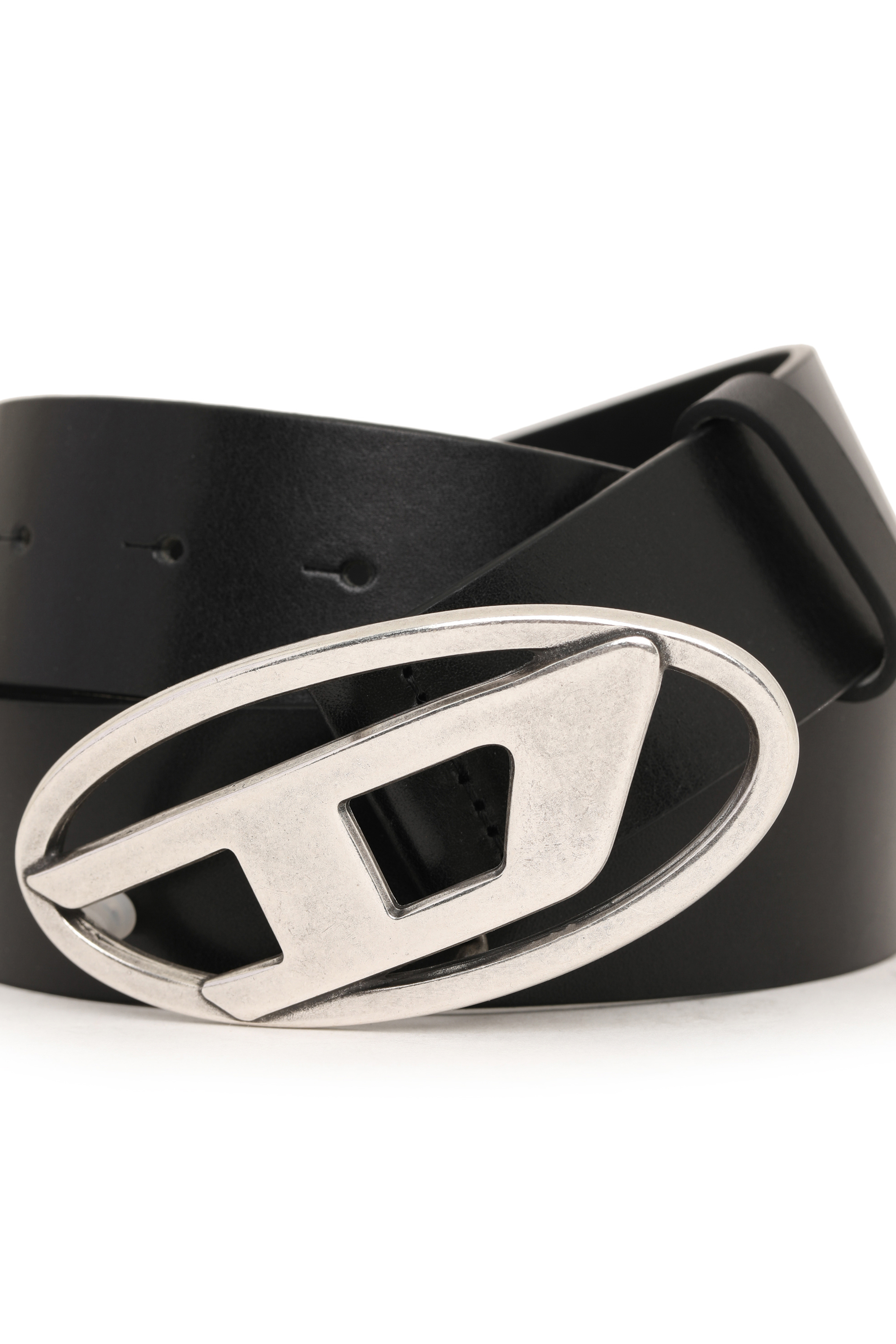 Diesel - B-1DR, Man's 3.9cm leather belt with D buckle in Black - 3