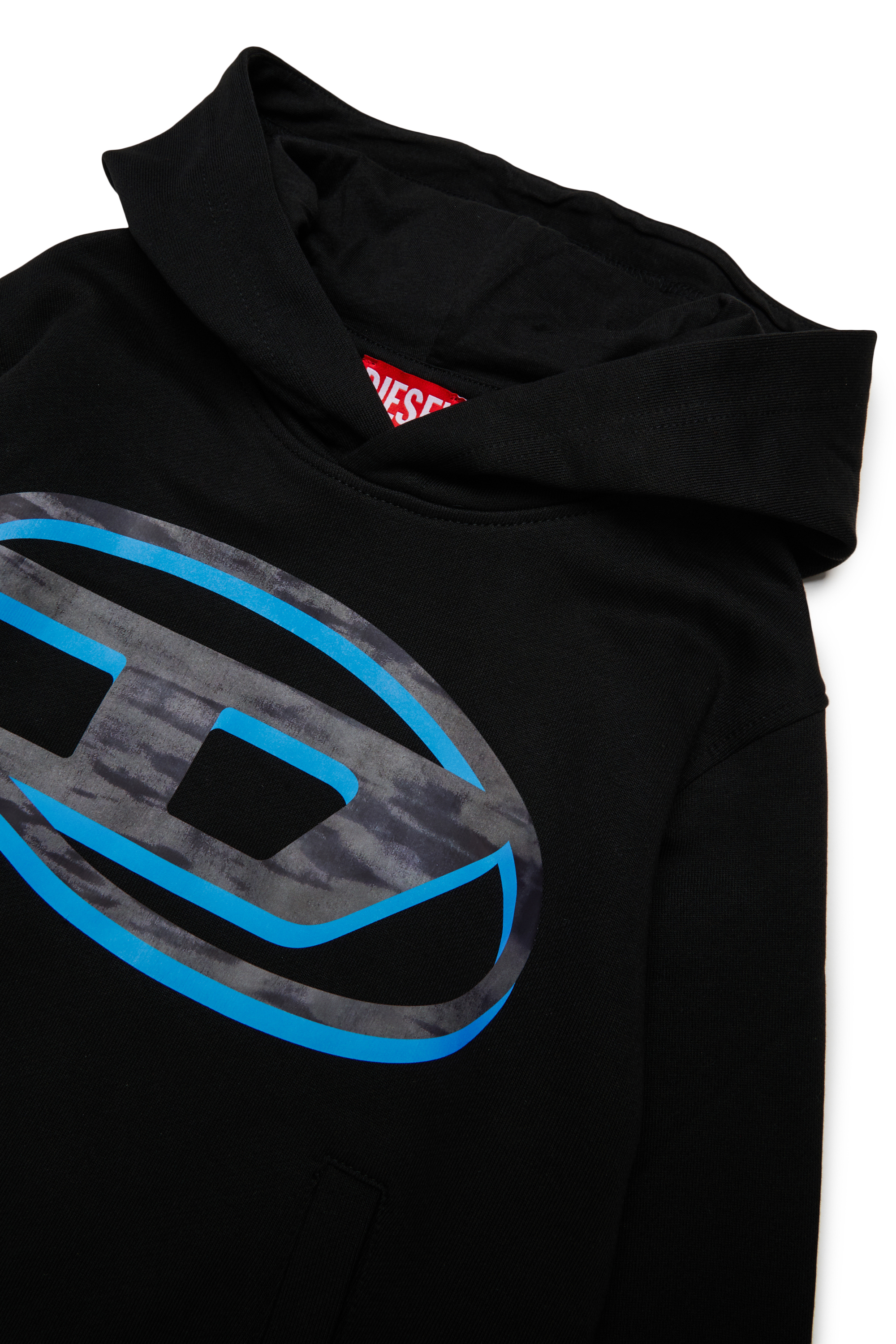 Diesel - SVELLYHOOD OVER, Man's Hoodie with two-tone Oval D print in Black - 3