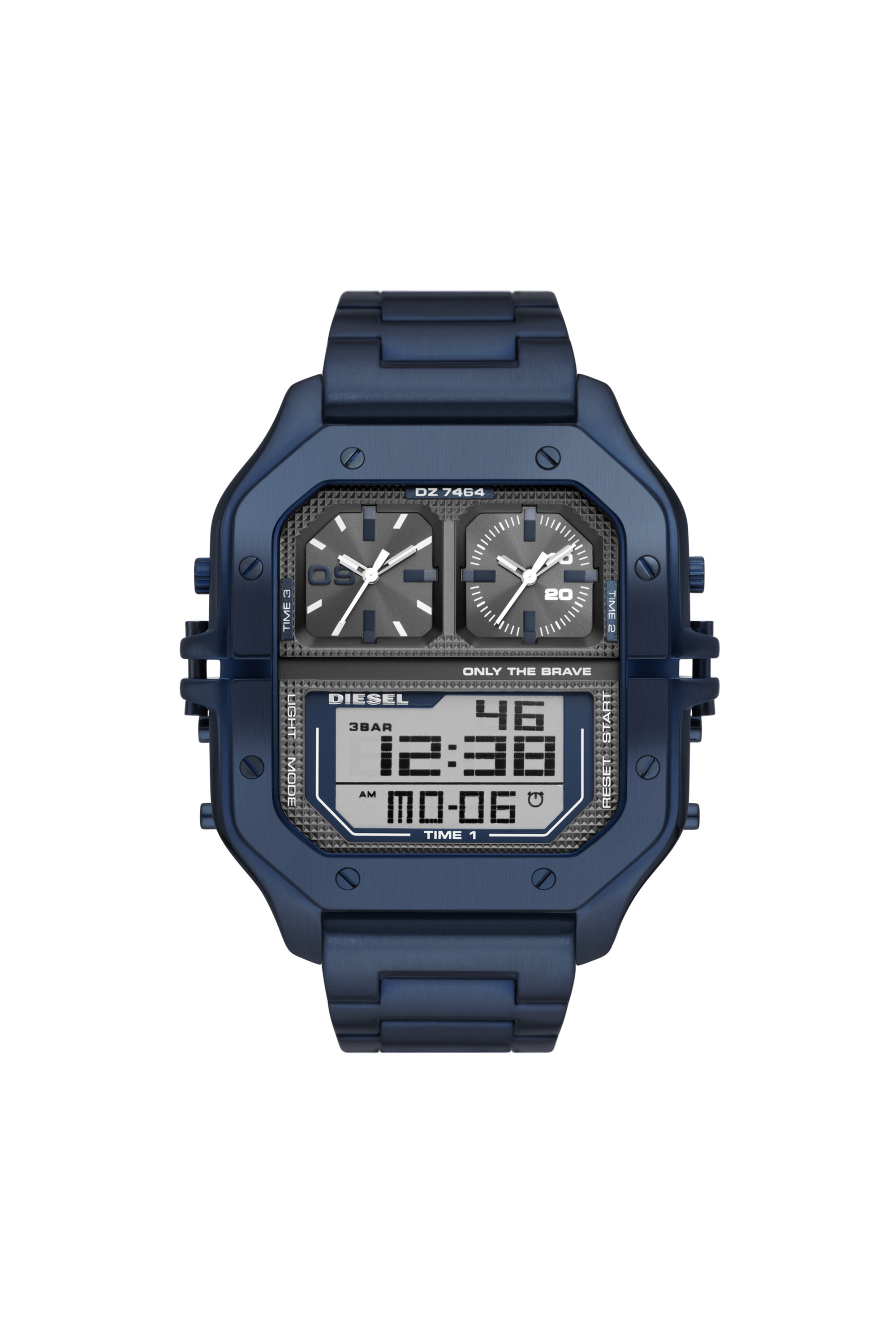 Diesel - DZ7464, Man's Clasher digital blue-tone stainless steel watch in Blue - 1
