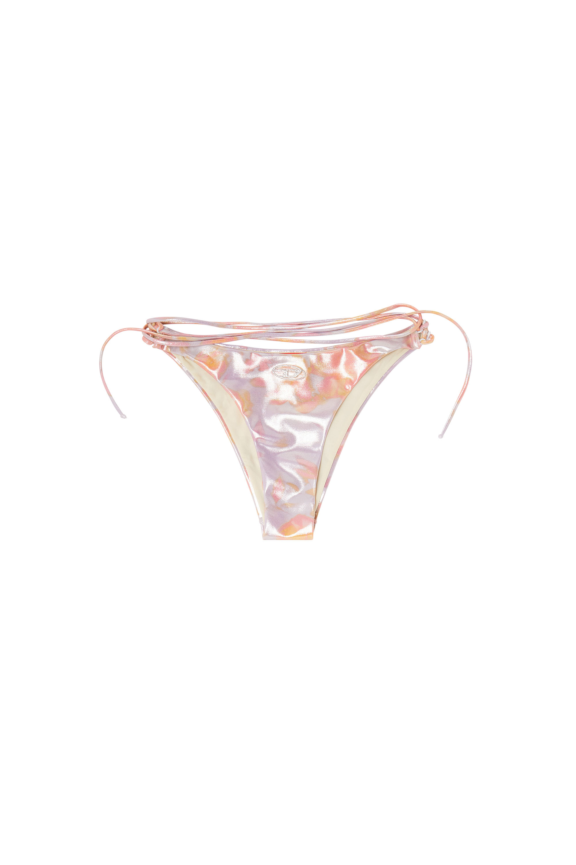 Diesel - GIUSY-UTLT, Woman's Strappy metallic bikini bottoms with floral print in Lilac - 3