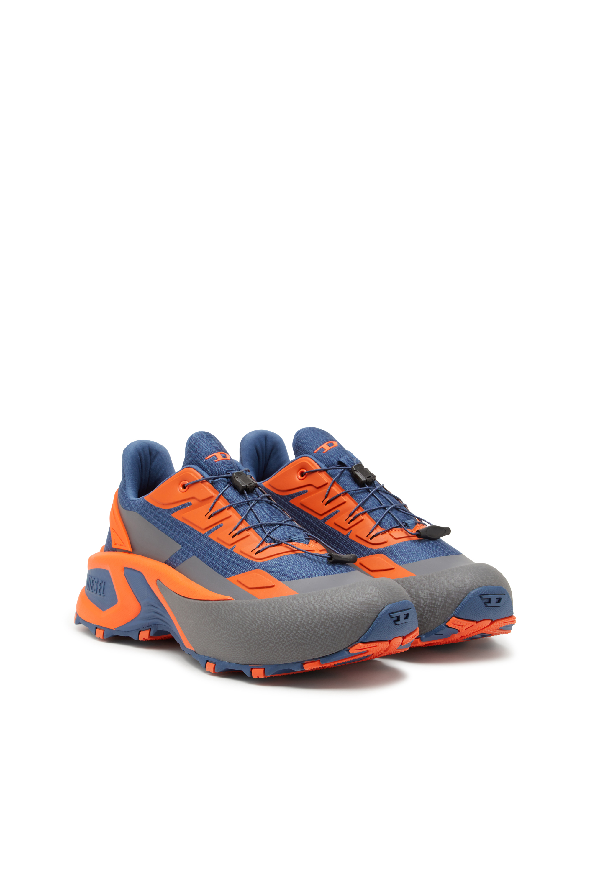 Diesel - D-CAGE RUNNER, Man's D-Cage Runner-Sneakers in TPU-trimmed ripstop in Blue/Orange - 2