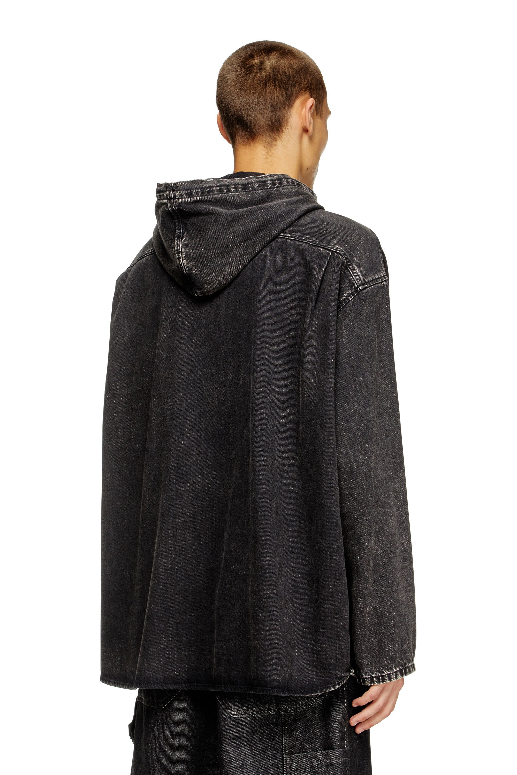 Diesel - D-DEWNY-HOOD, Man's Hybrid shirt in denim in Black - 4