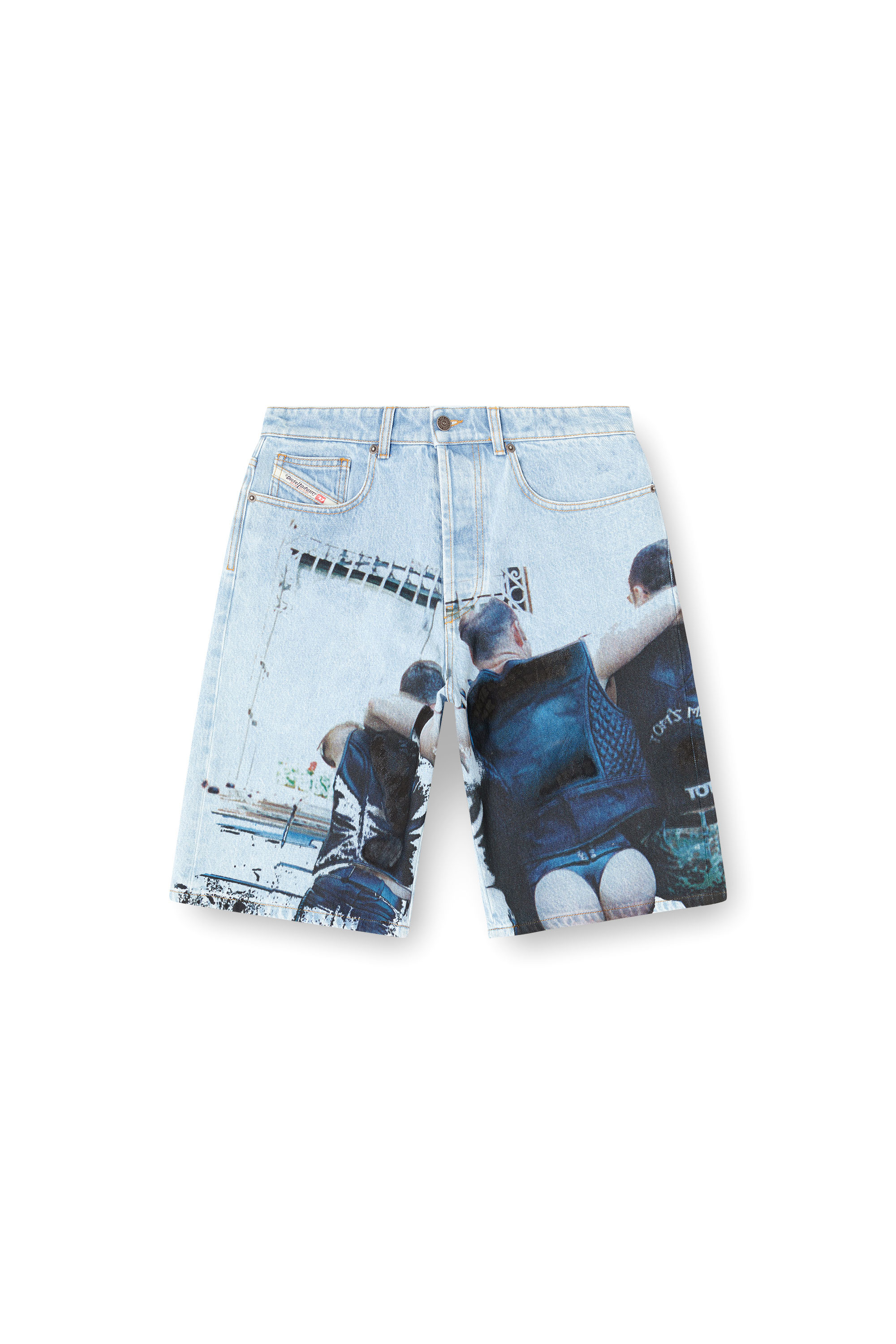 Diesel - PR-D-RIXFORD-S, Unisex's Denim shorts with faded print in Light Blue - 6