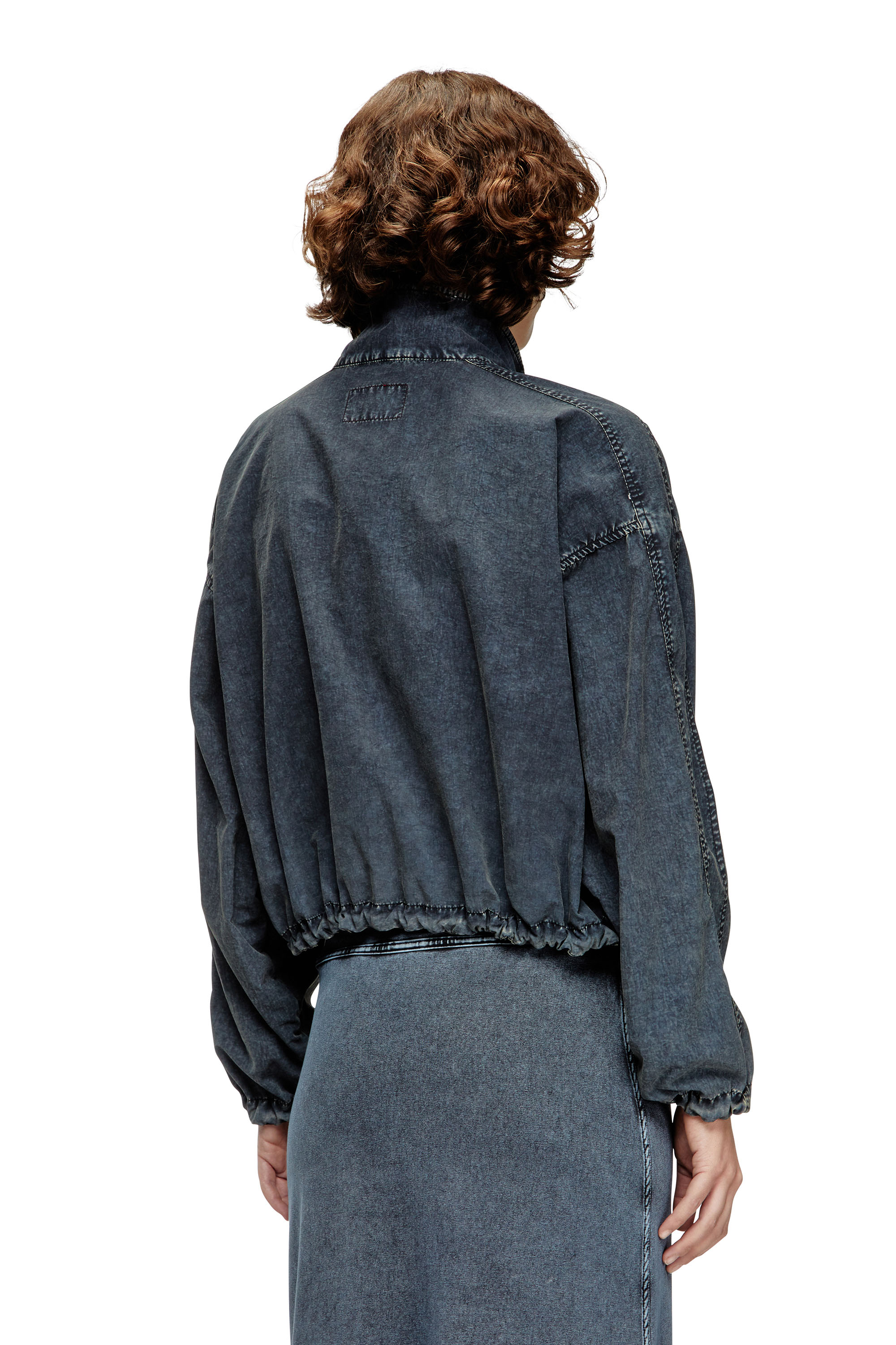 G-LEAM-R1, Dark Blue Diesel - G-LEAM-R1, Woman's Cropped jacket in recycled nylon taslan in Dark Blue - 4