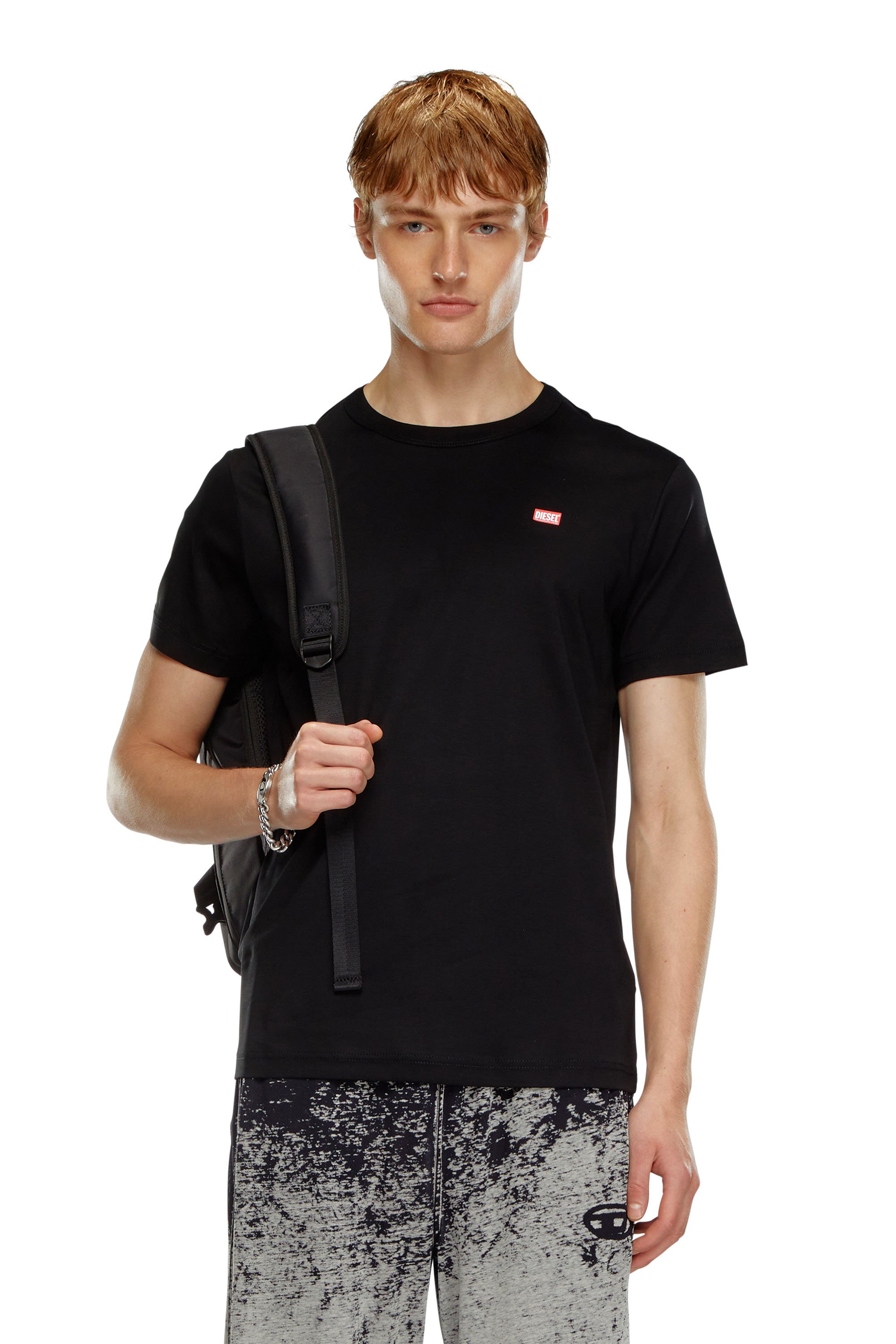 Diesel - T-MIEGOR-K77, Man's T-shirt in mercerised cotton in Black - 1