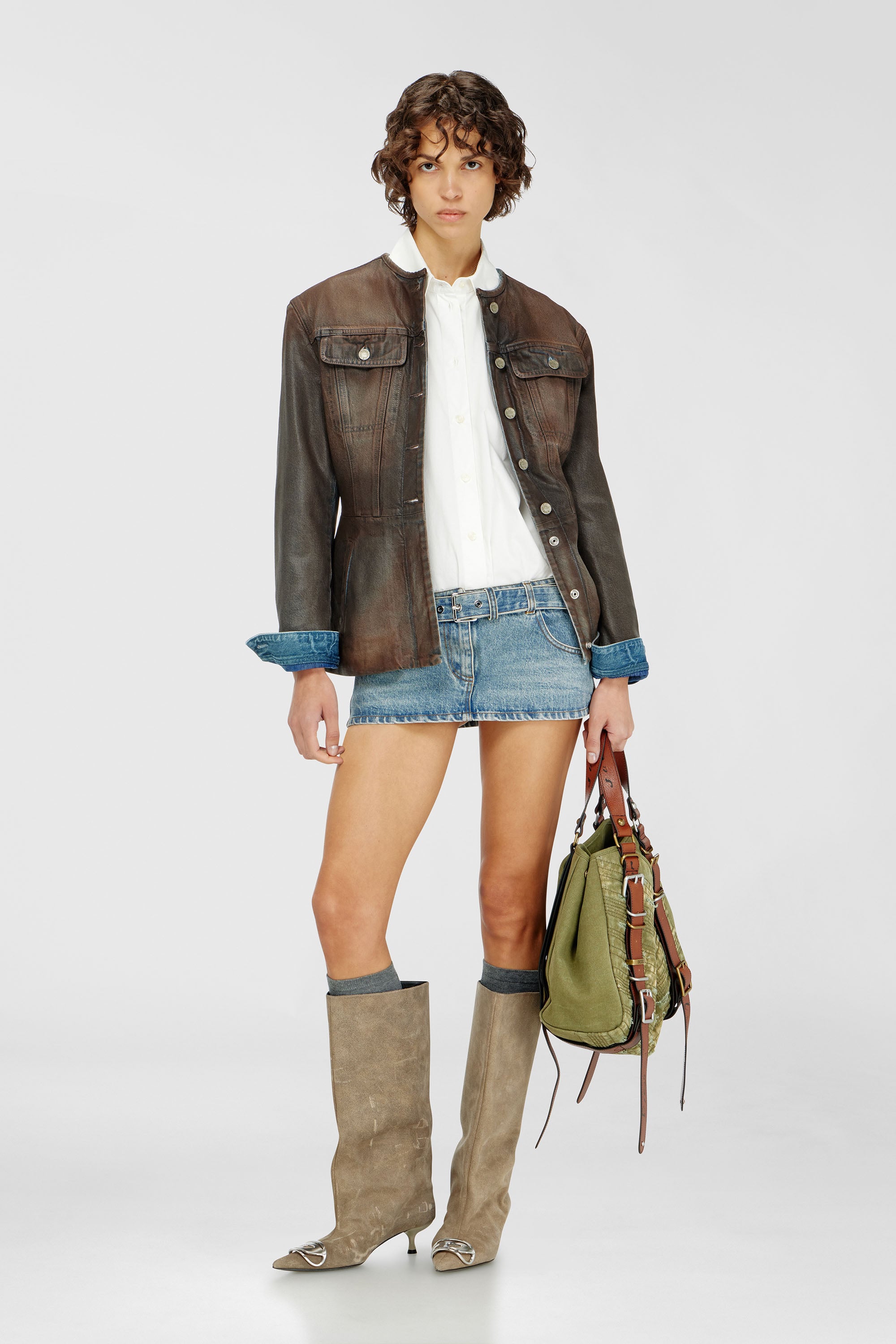 Mini shirt dress with trompe-l&rsquo;&oelig;il sections