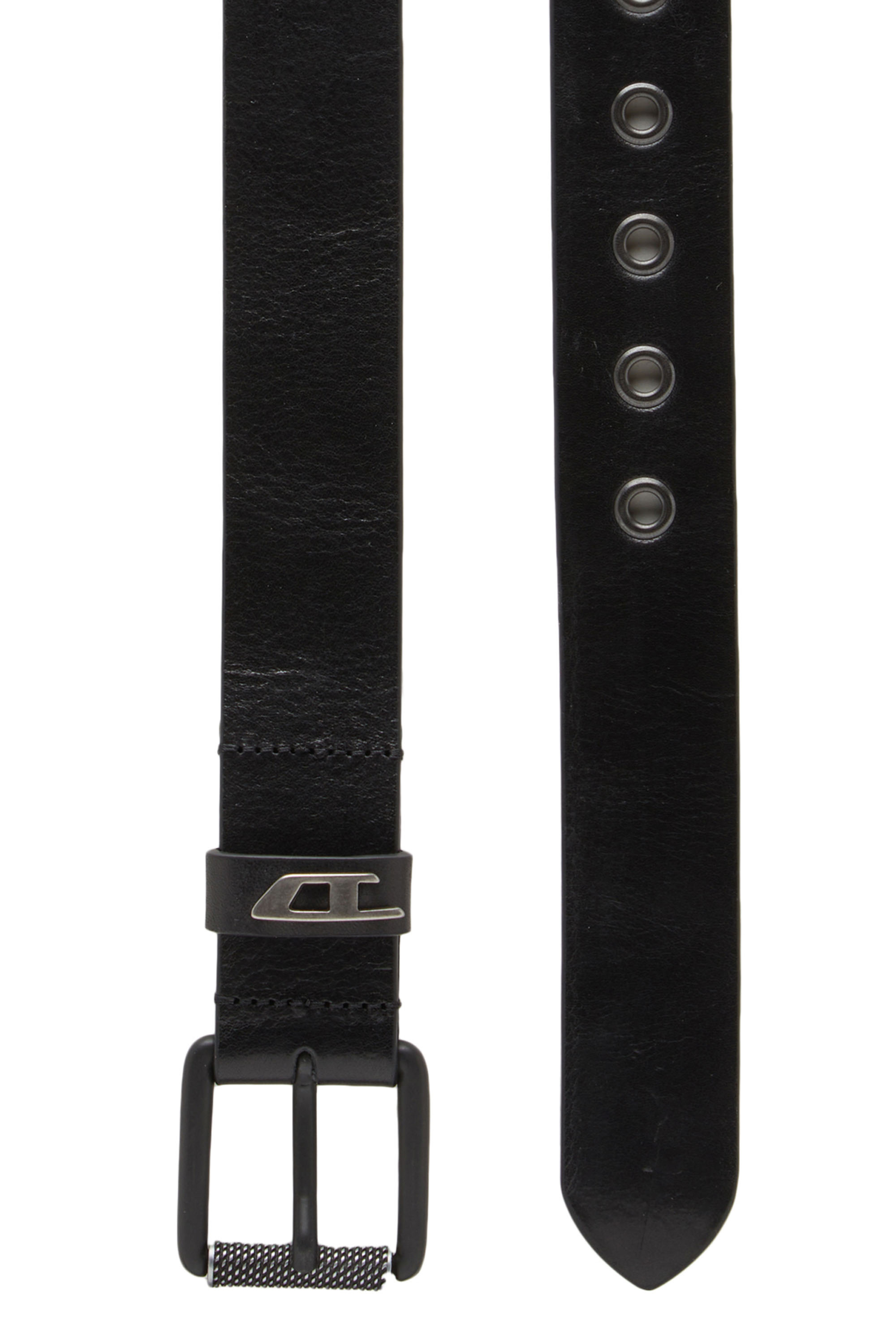 Diesel - B-DAVE II, Man's 3.5cm shiny leather belt with logo loop in Black - 2