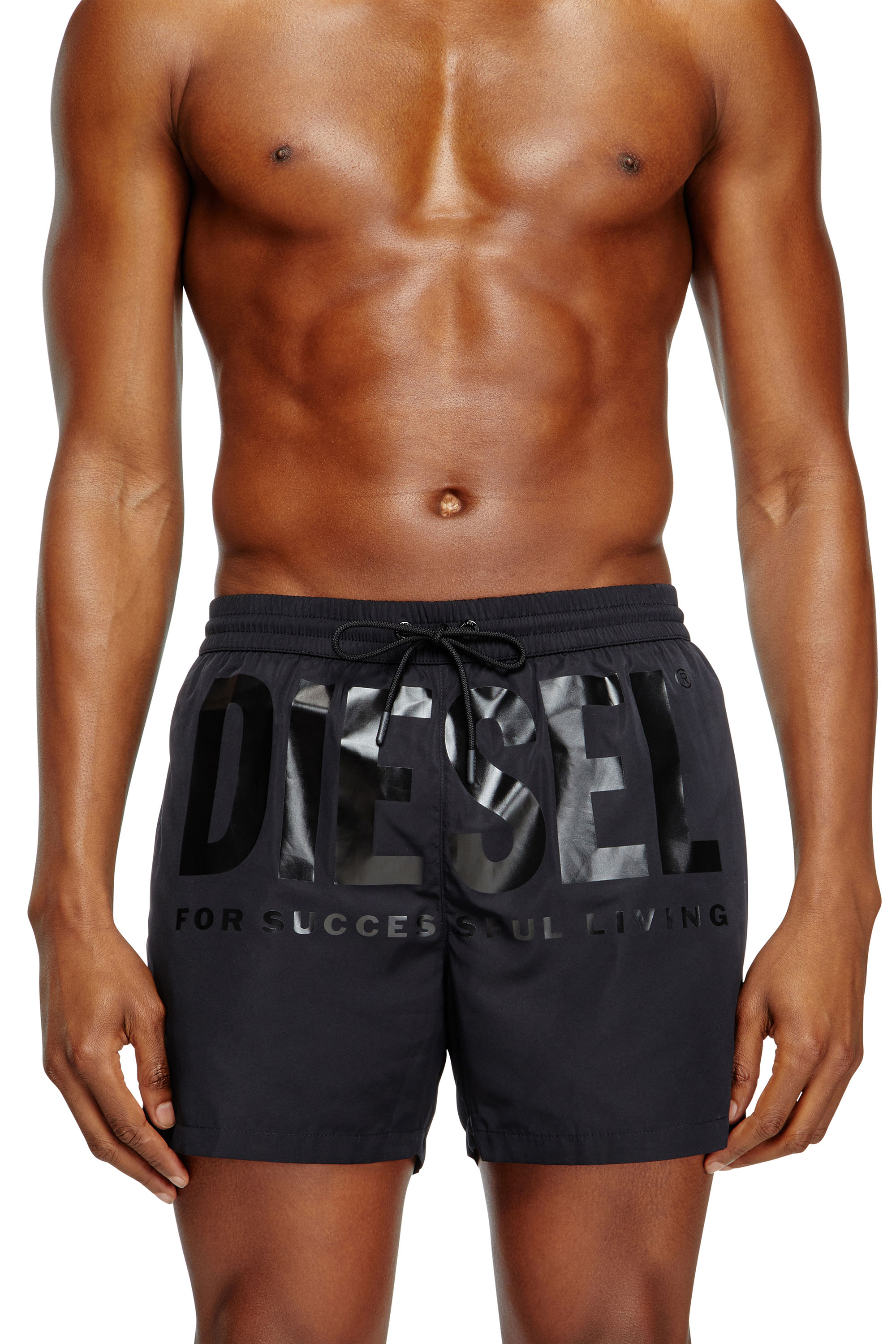 Diesel - KEN-37-D-CORE, Man's Mid-length swim shorts with maxi logo in Black - 1