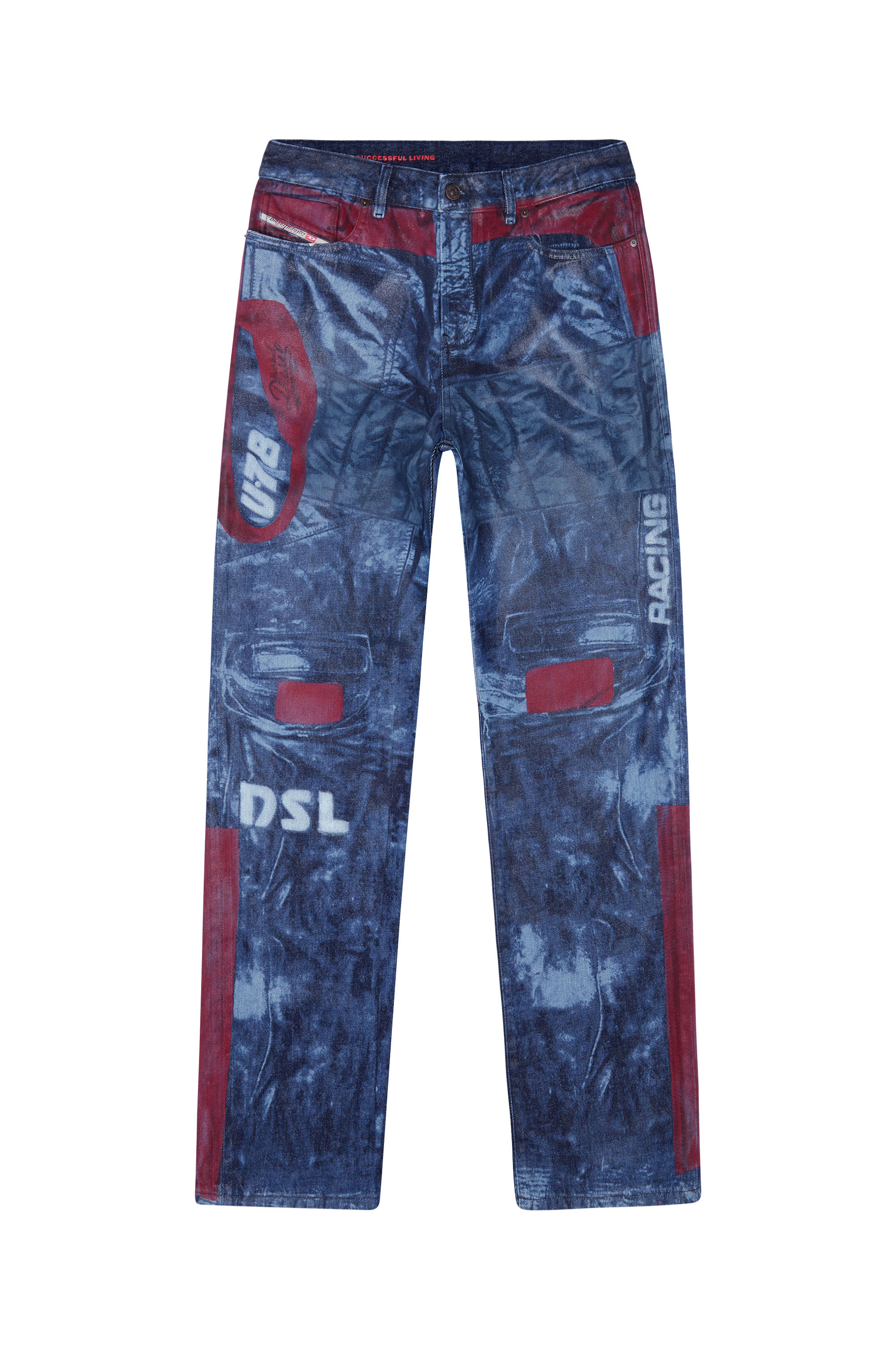 Diesel - 1955 09D26 Straight Jeans, Blue/Red - Image 6
