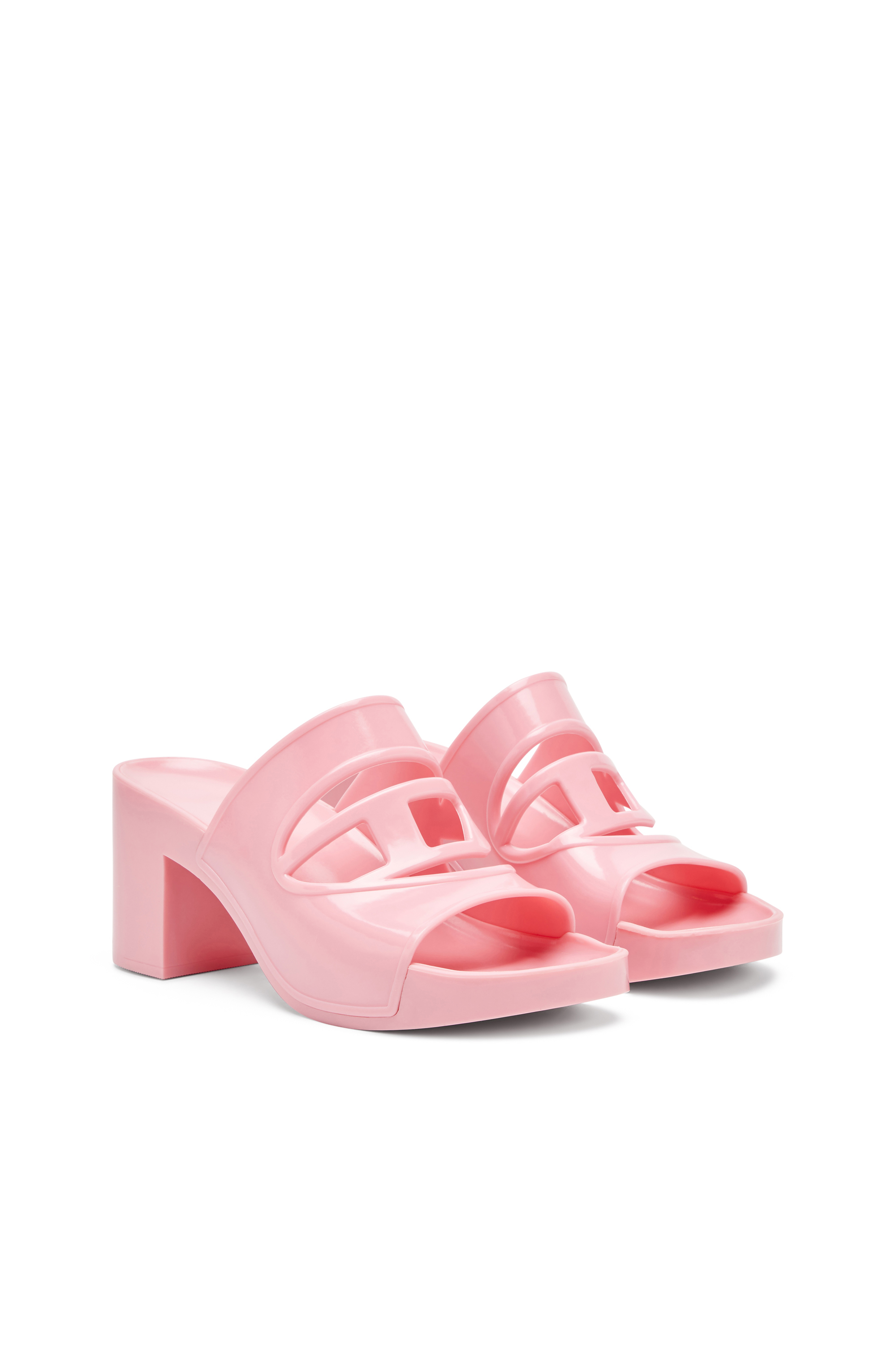 Diesel - SA-BONNIE, Woman's Sa-Bonnie-Heeled rubber slides with cut-out logo in Pink - 2