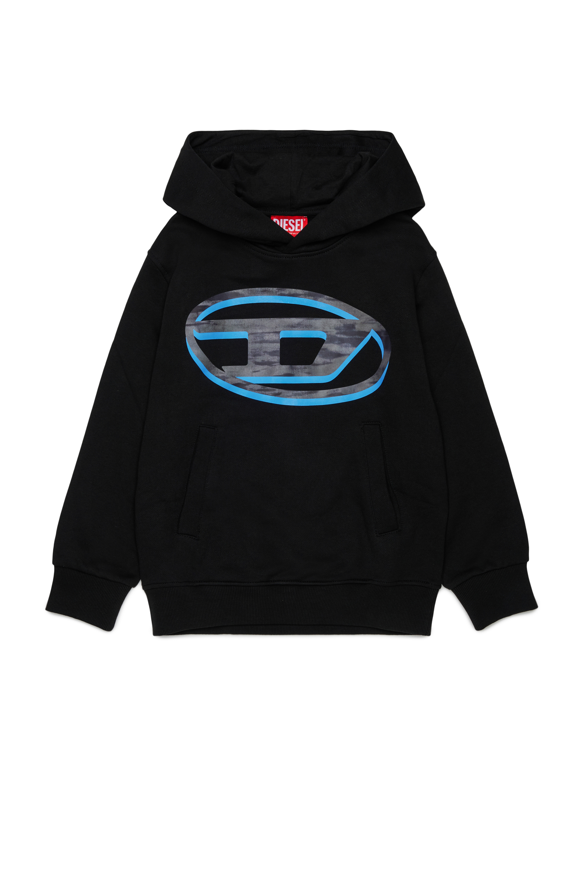 Diesel - SVELLYHOOD OVER, Man's Hoodie with two-tone Oval D print in Black - 1