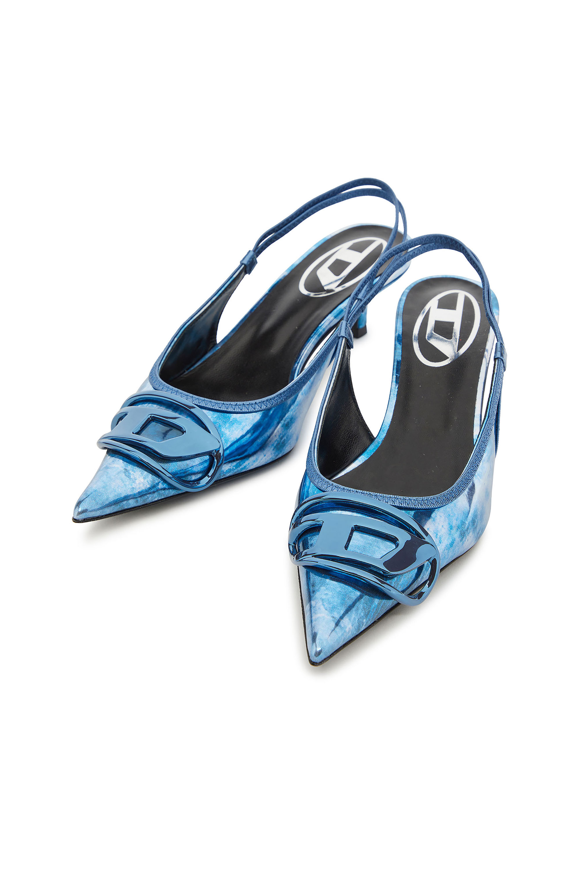 D-VENUS SB 40, Blue Diesel - D-VENUS SB 40, Woman's D-Venus-Two-tone metallic slingback pumps in Blue - 4