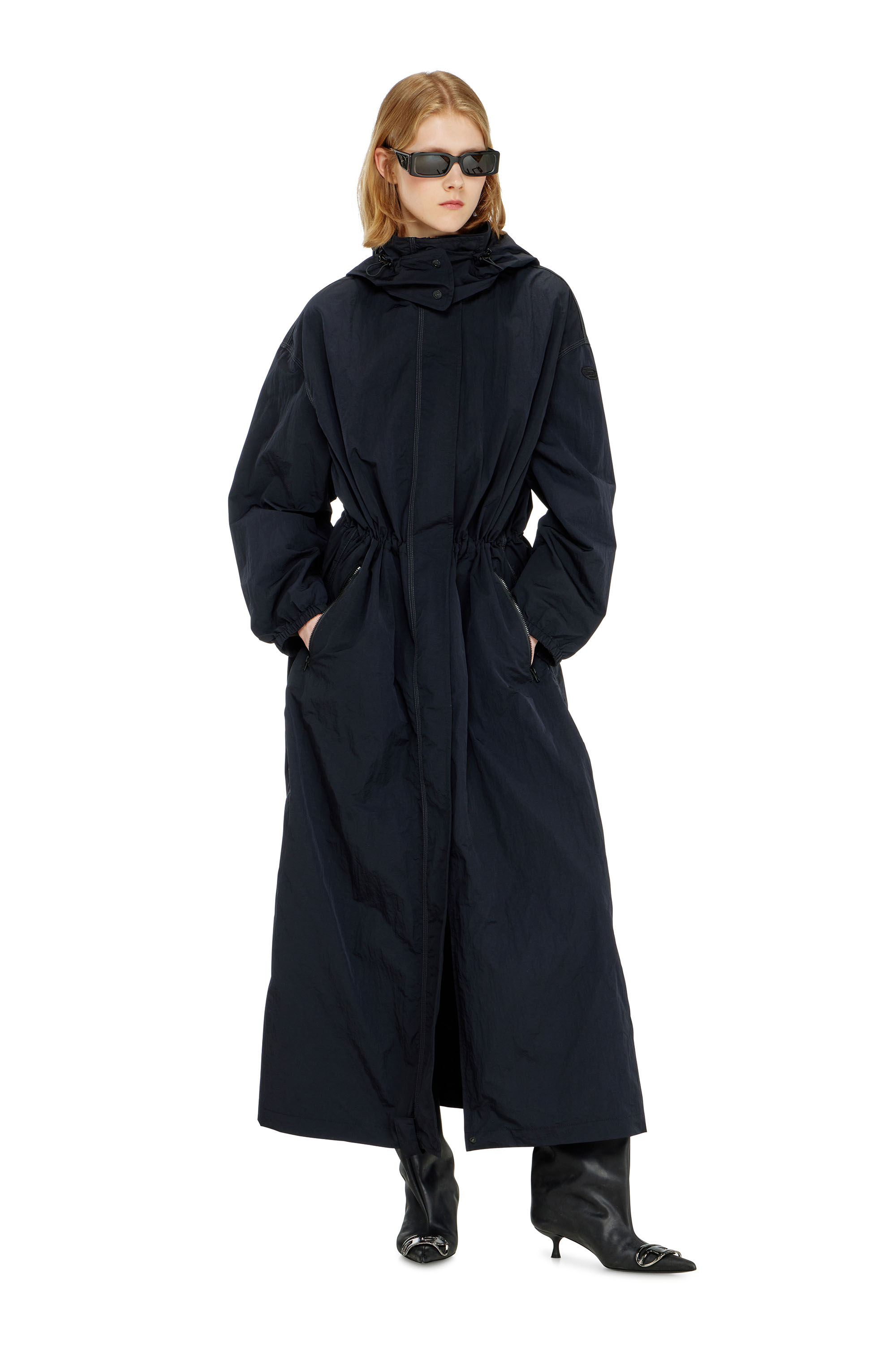 Diesel - G-ASTER-T1, Woman's Nylon trench coat with detachable hood in null - 2