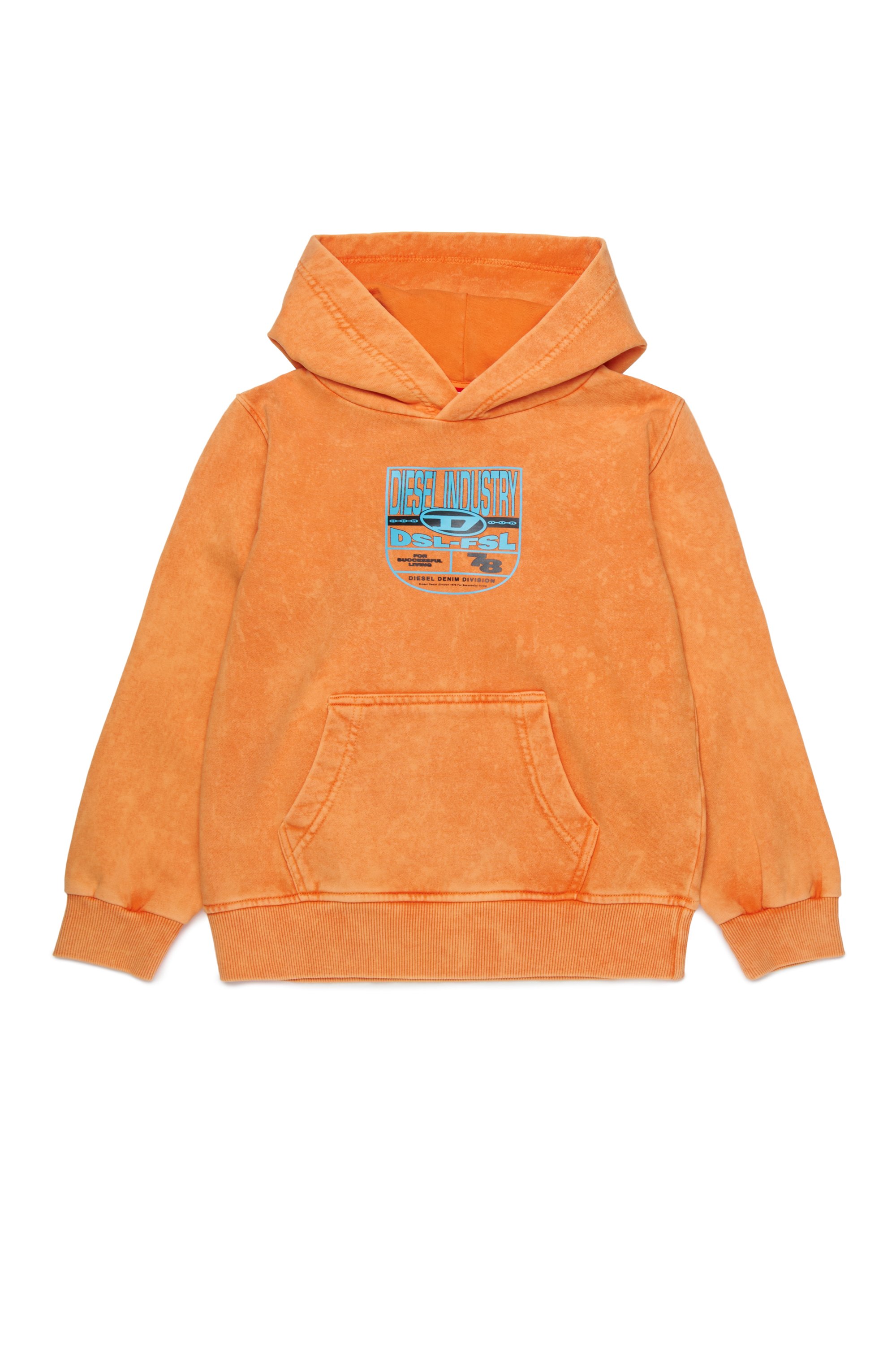 Diesel - SPRIDHOOD OVER, Man's Marbled hoodie with logo graphic in Orange - 1