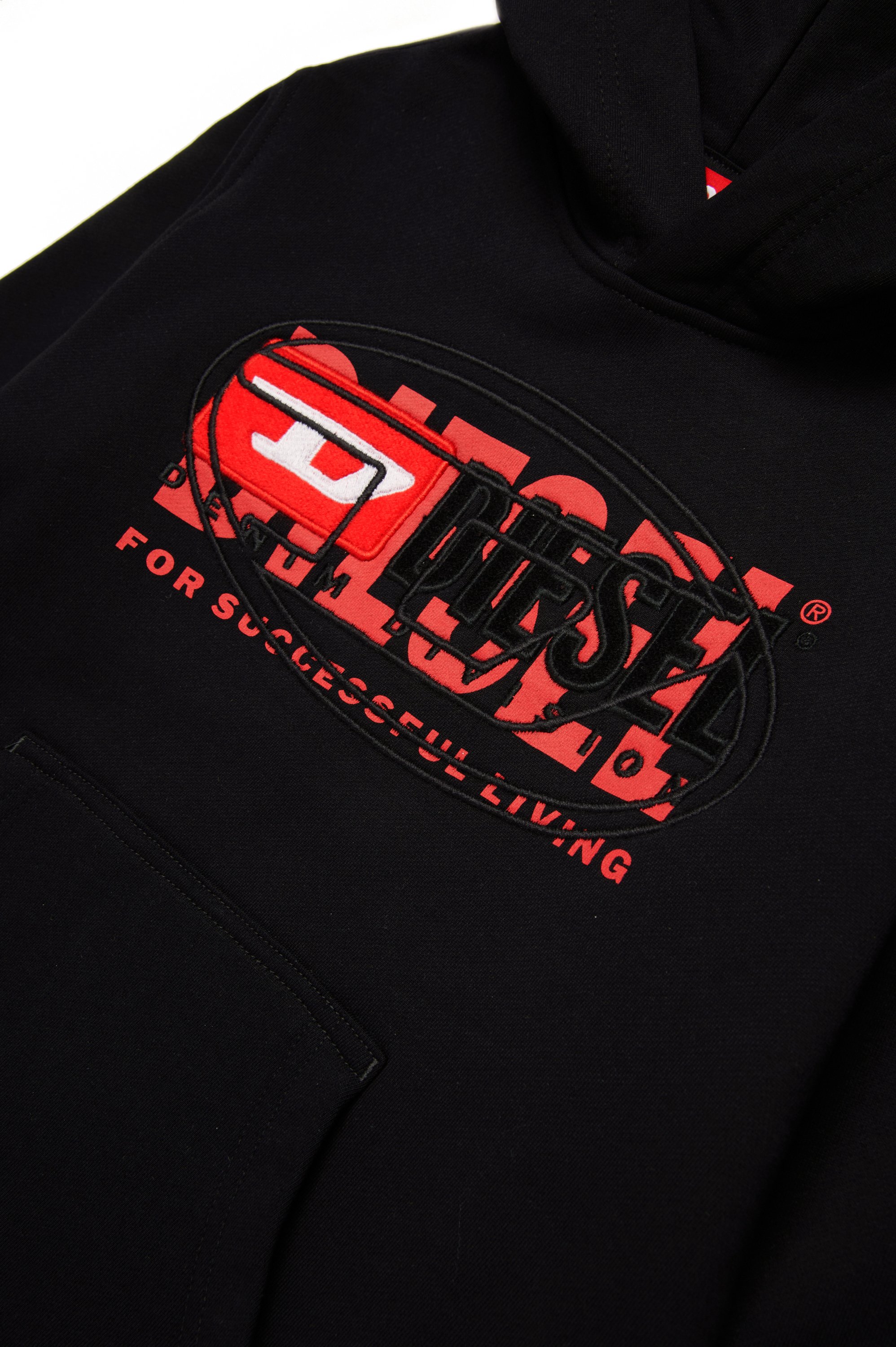 Diesel - SBAXTHOOD OVER, Man's Hoodie with superimposed logos in Black - 4