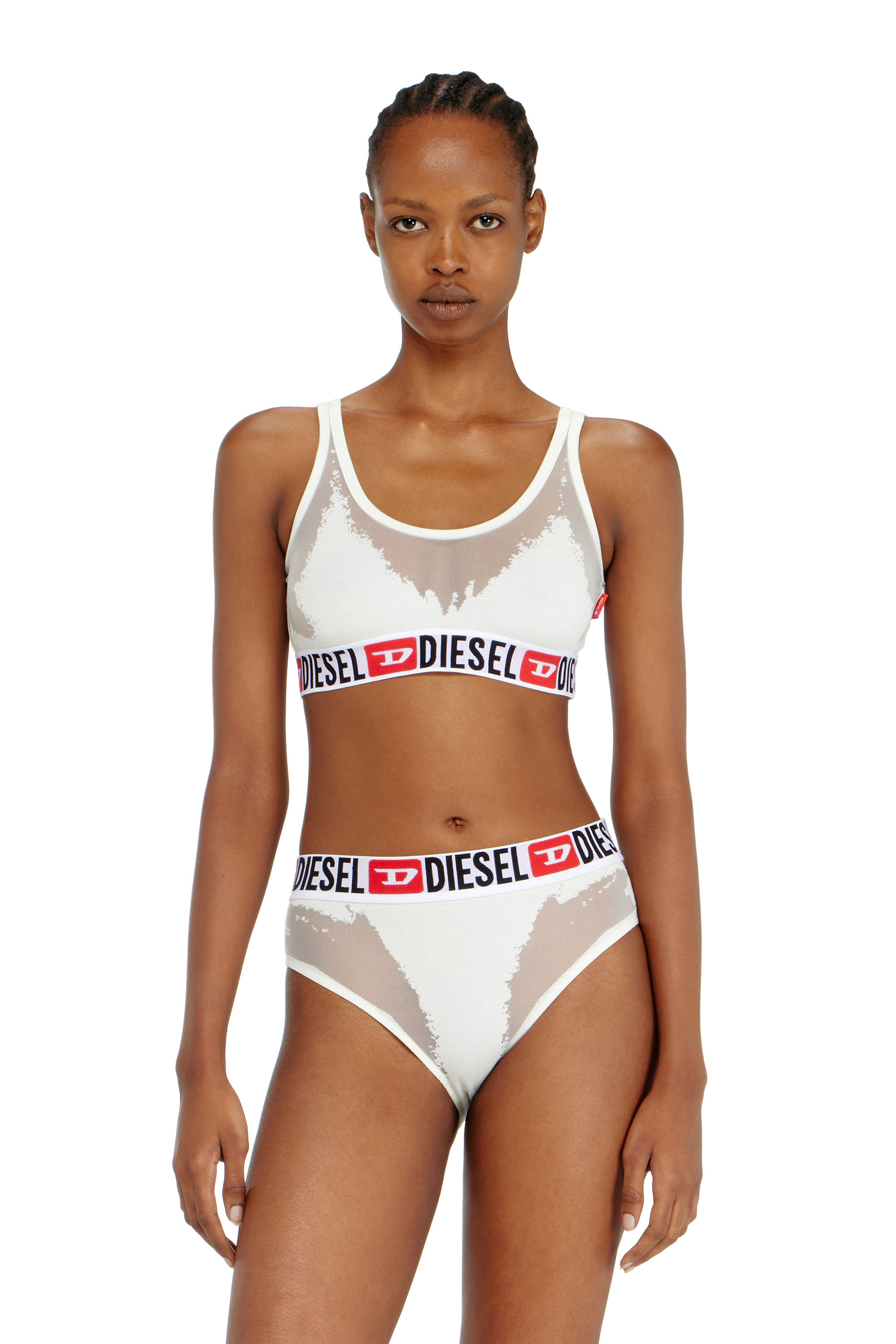 Diesel - PR-ORIBA-D-CORE, Woman's Bralette with sheer devor&eacute; effect in White - 2