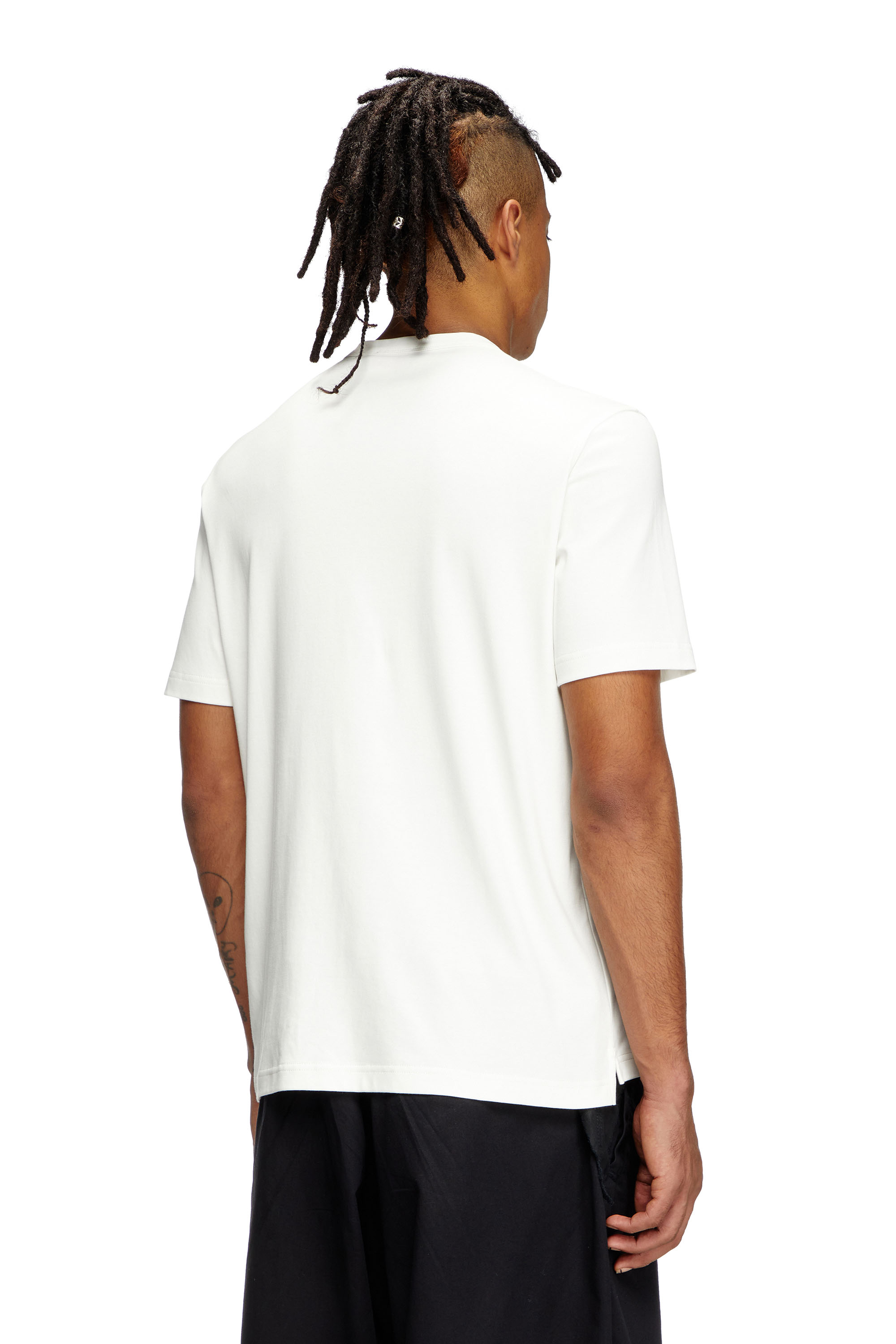 Diesel - T-ADJUST-SLITS-R17, Man's T-shirt with tonal logo embroidery in White - 4