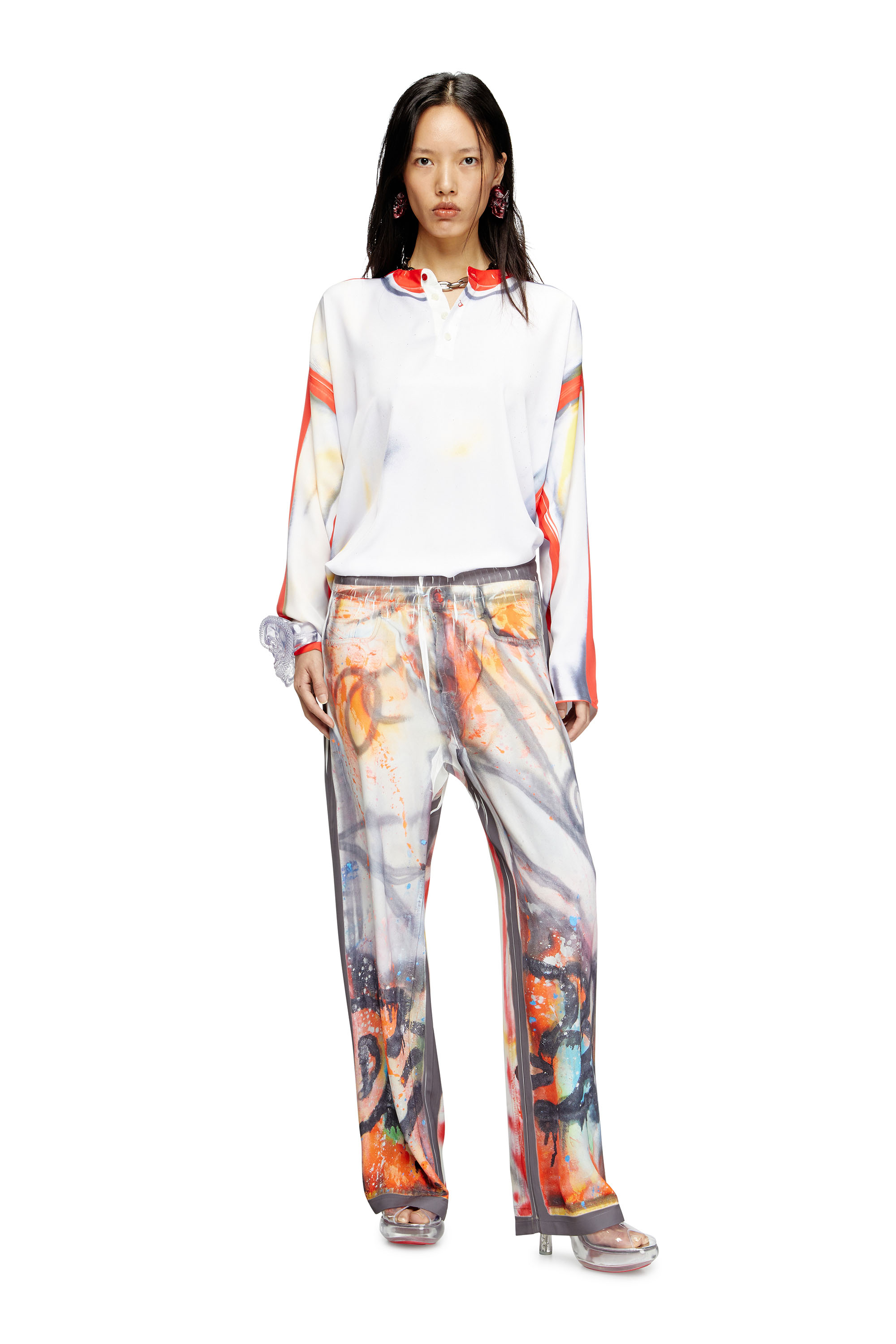Diesel - P-AFTER-GRAFFITI-USA, Unisex's Relaxed pant with graffiti print in Grey - 6