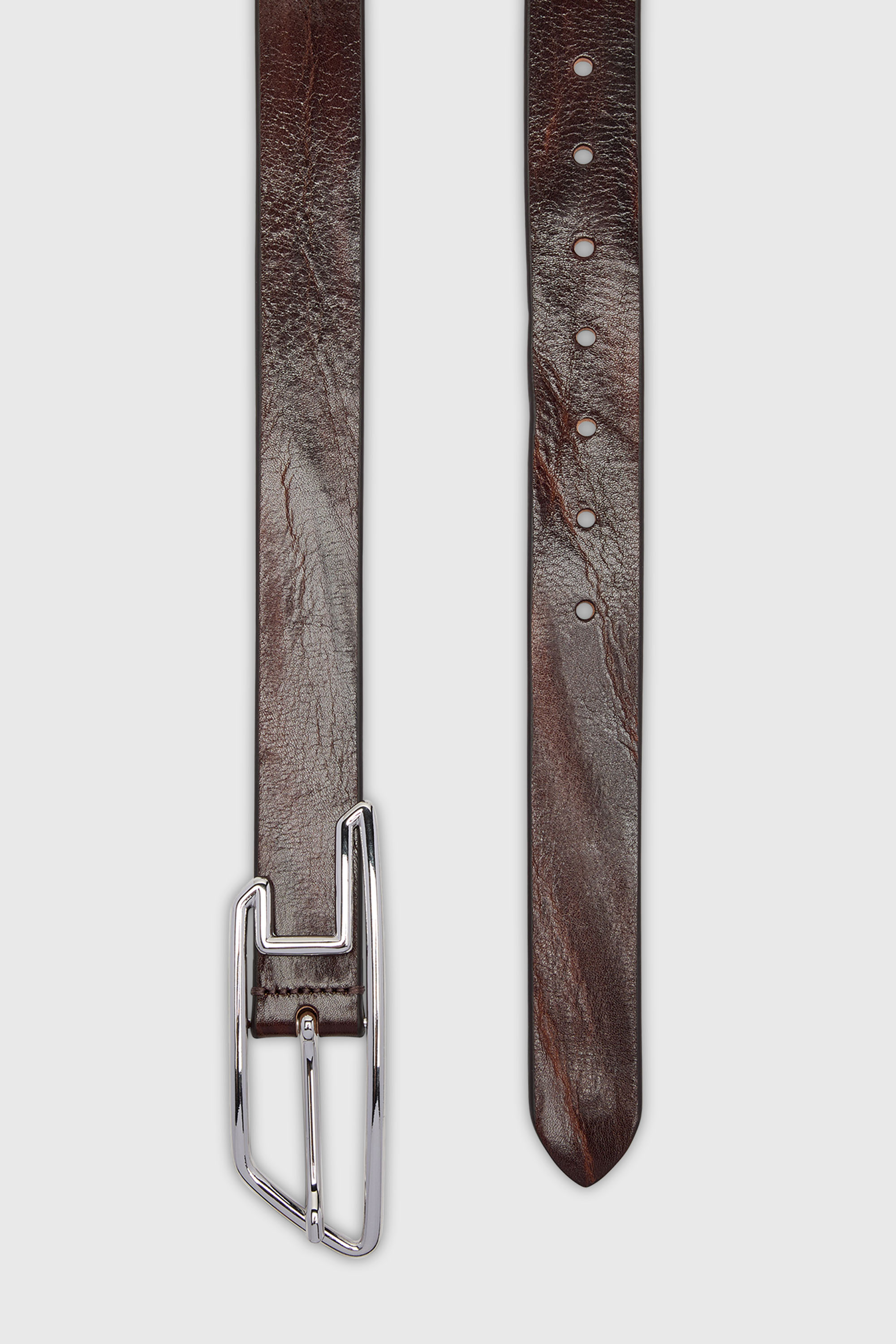 Diesel - B-D LINE 30, Unisex's 3cm waxed-leather belt with D buckle in Brown - 3