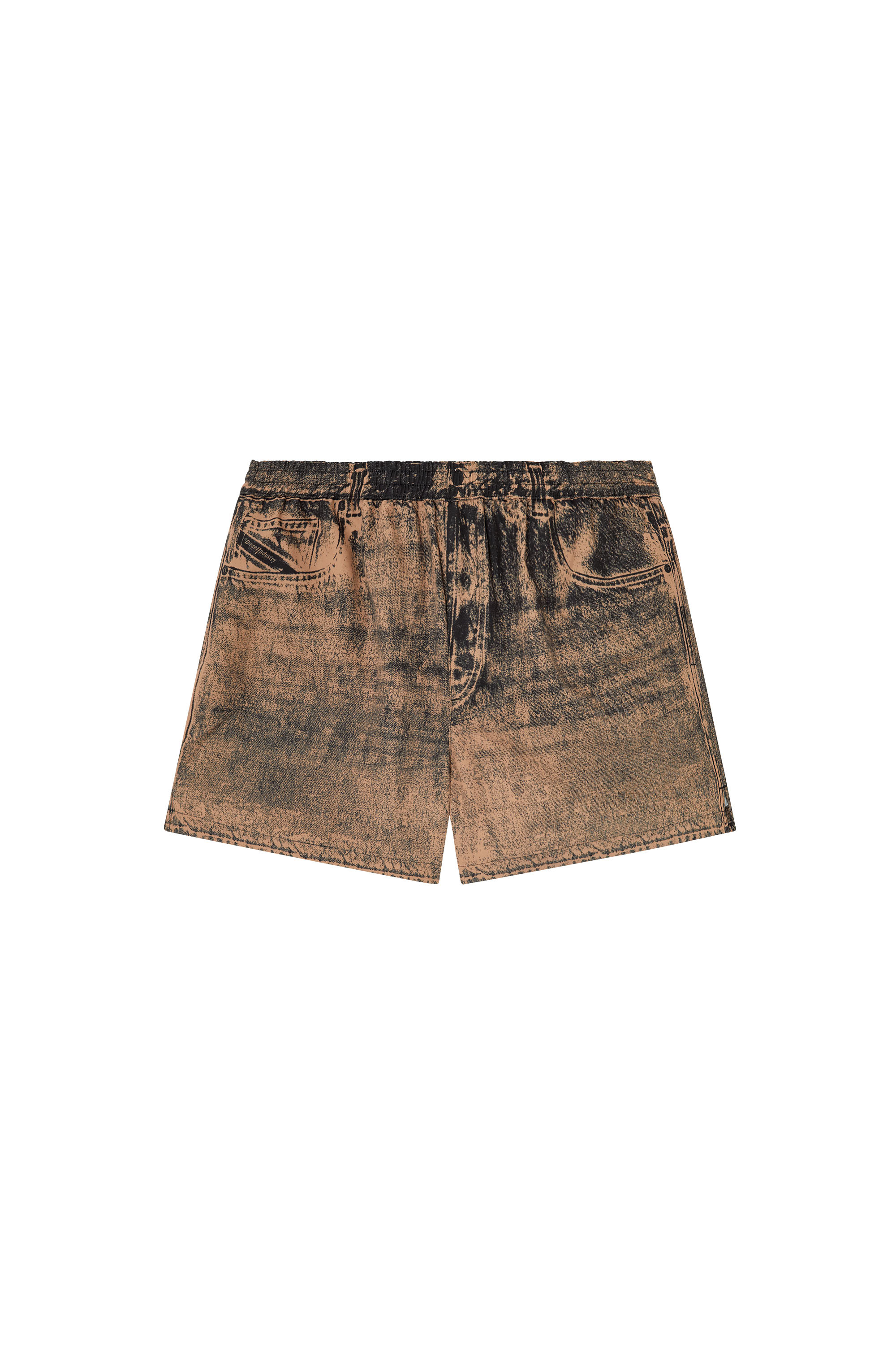 Diesel - KEN-37-DNM, Man's Mid-length swim shorts with denim print in Black/Brown - 4