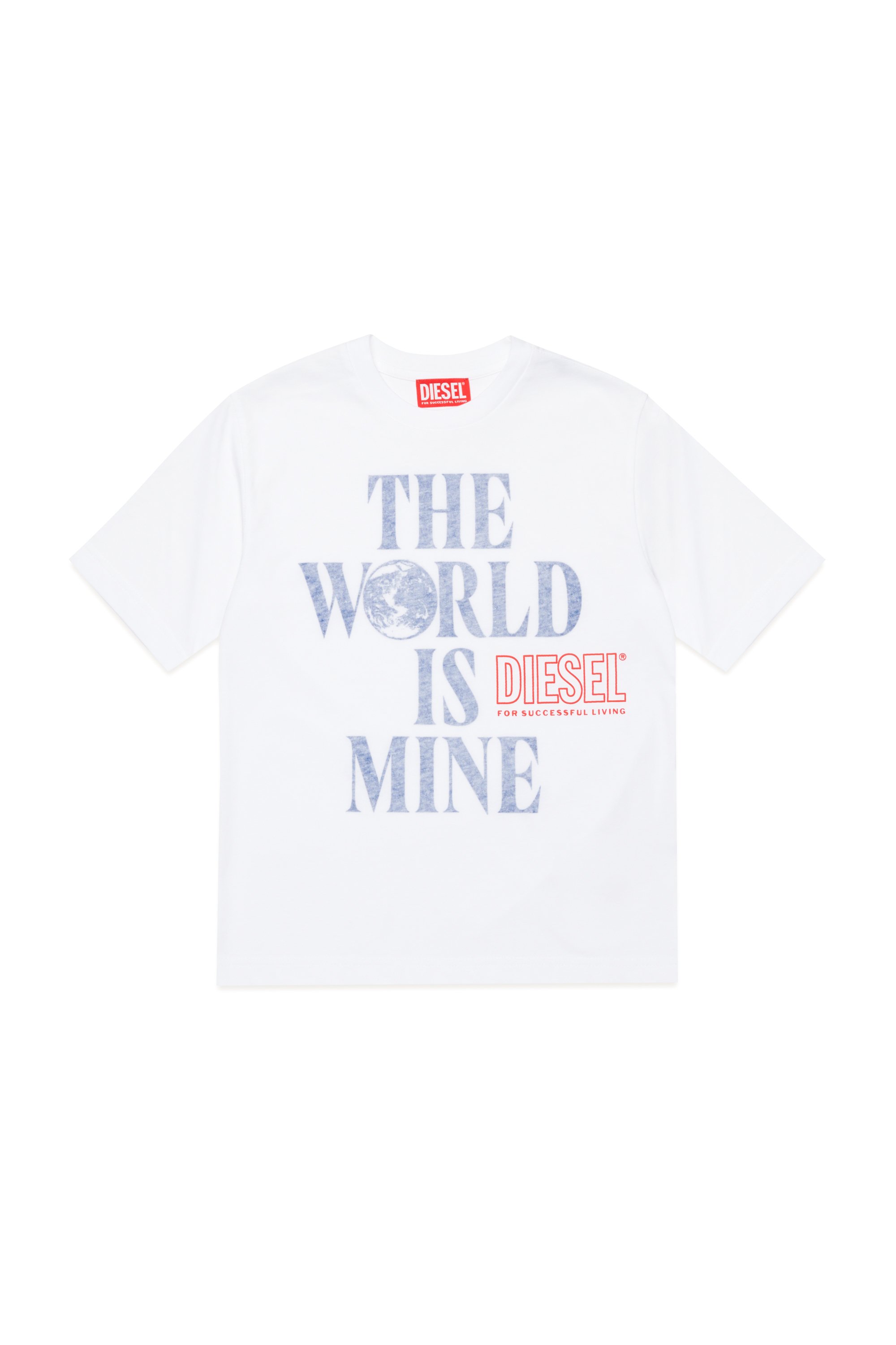 Diesel - TWASHL7 OVER, Man's T-shirt with World is Mine logo in White - 1